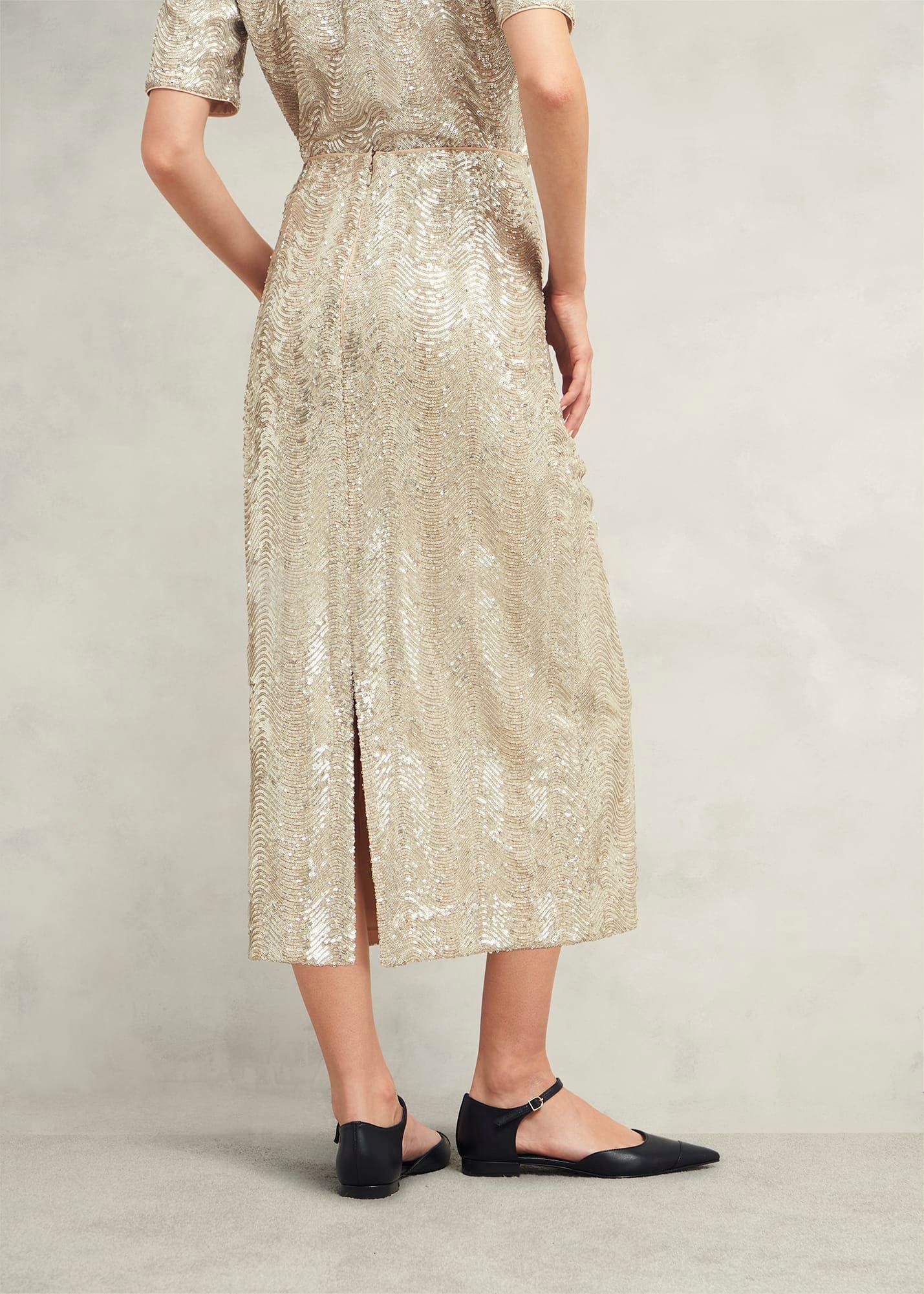 Marlowe Sequin Skirt, Silver, hi-res