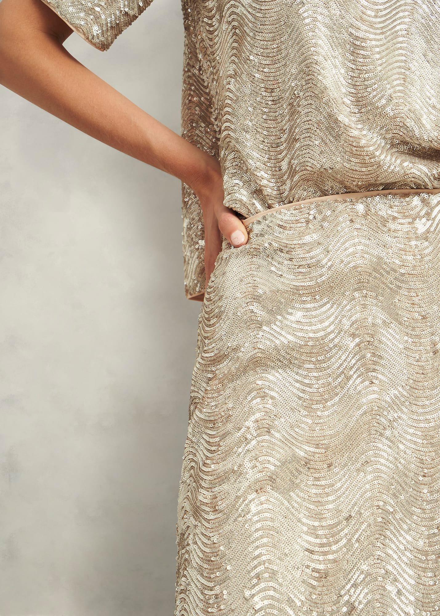 Marlowe Sequin Skirt, Silver, hi-res