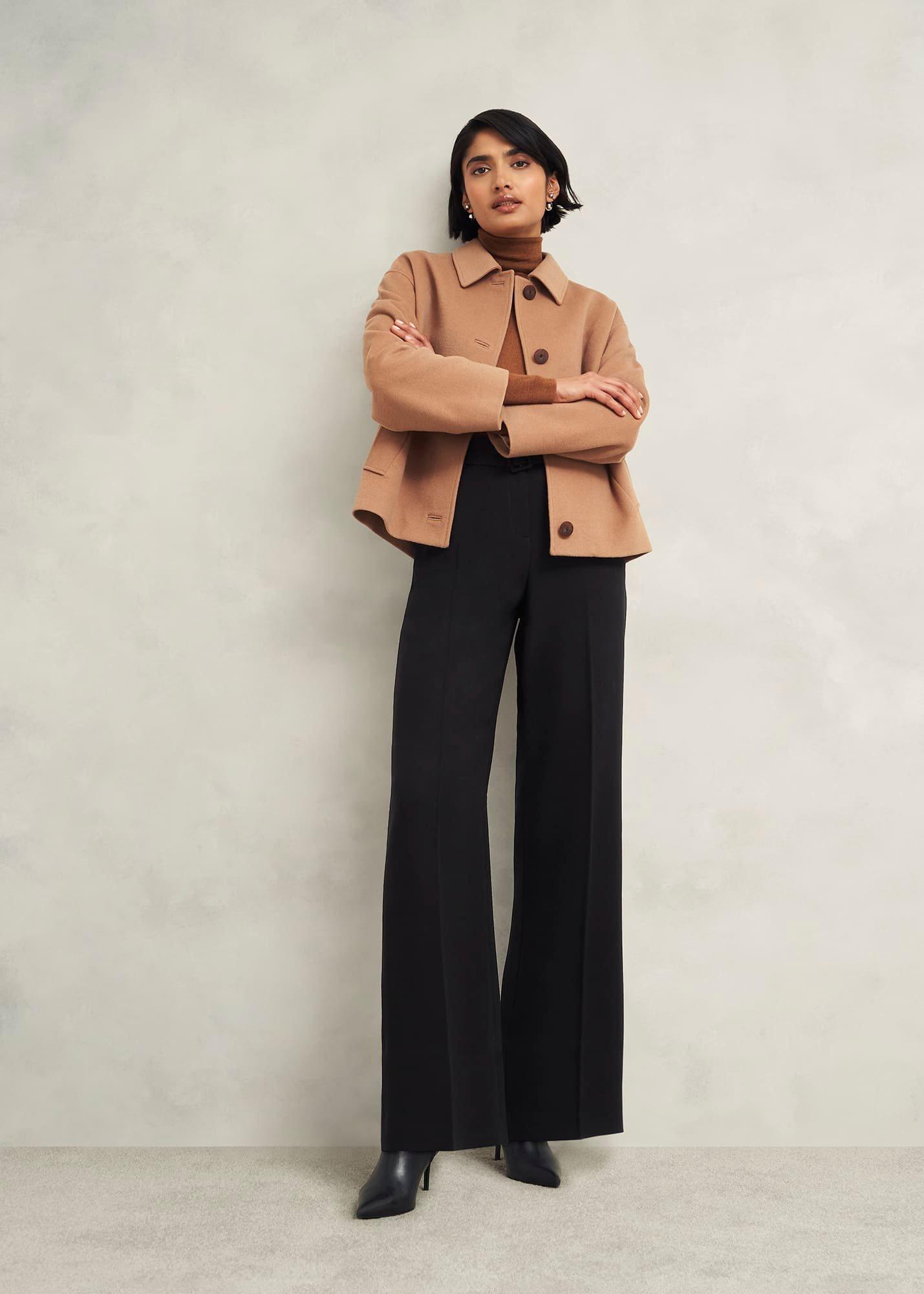 Petite Drew Wide Trousers, Black, hi-res