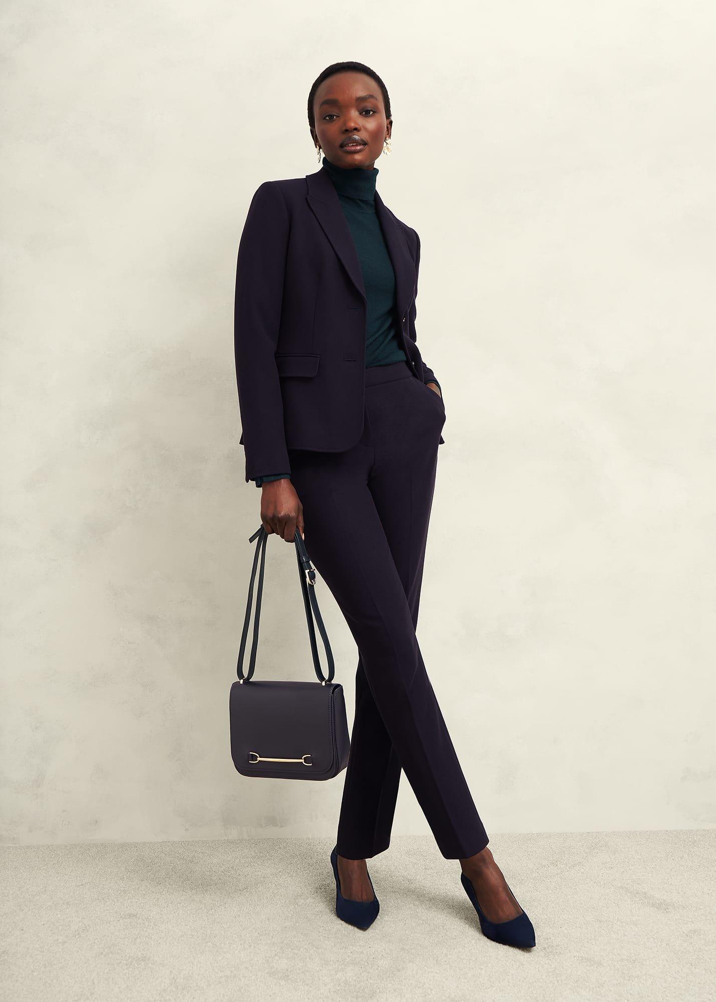 Petite Aly Slim Trousers, Navy, hi-res