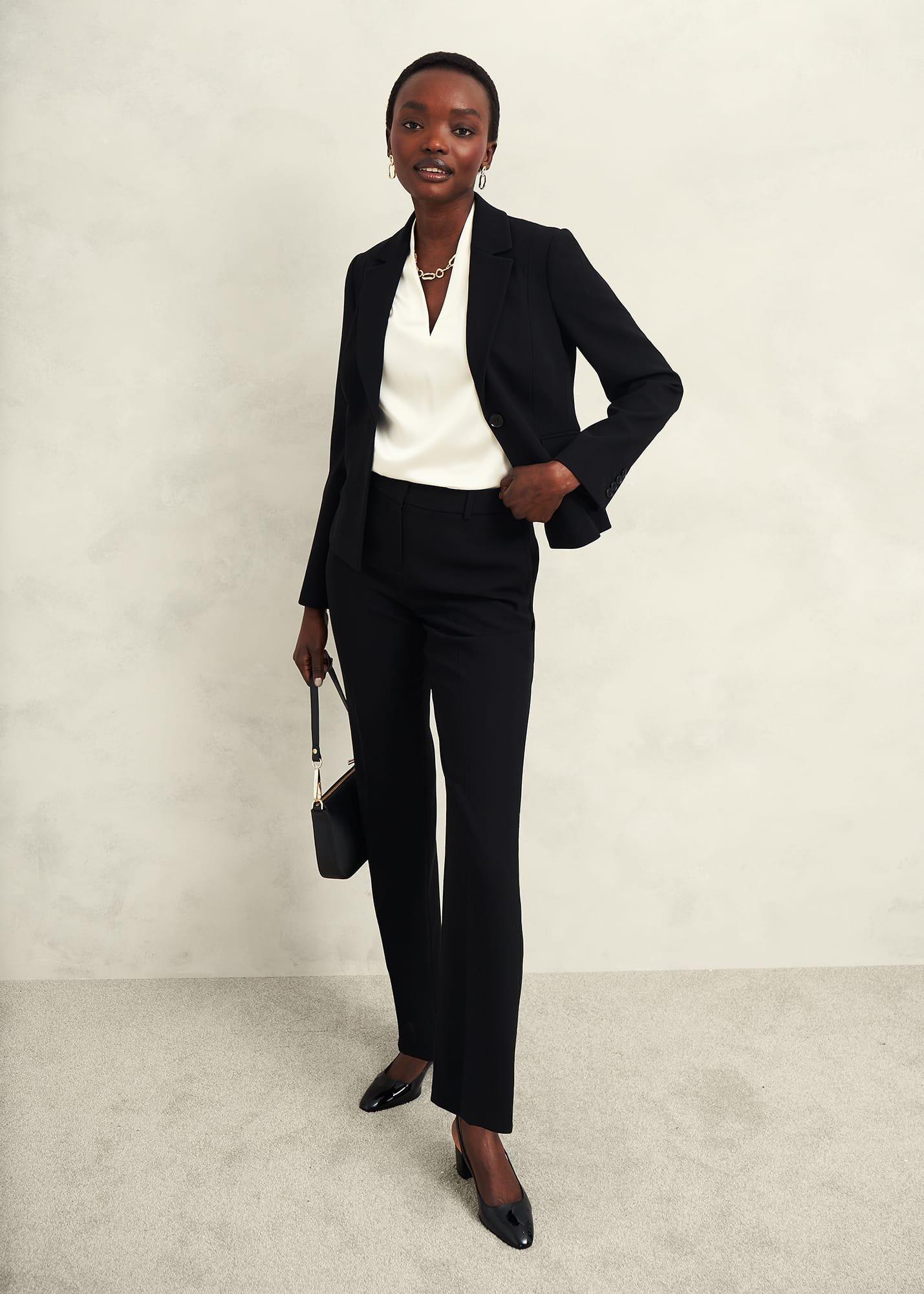 Petite Maya Straight Trousers, Black, hi-res