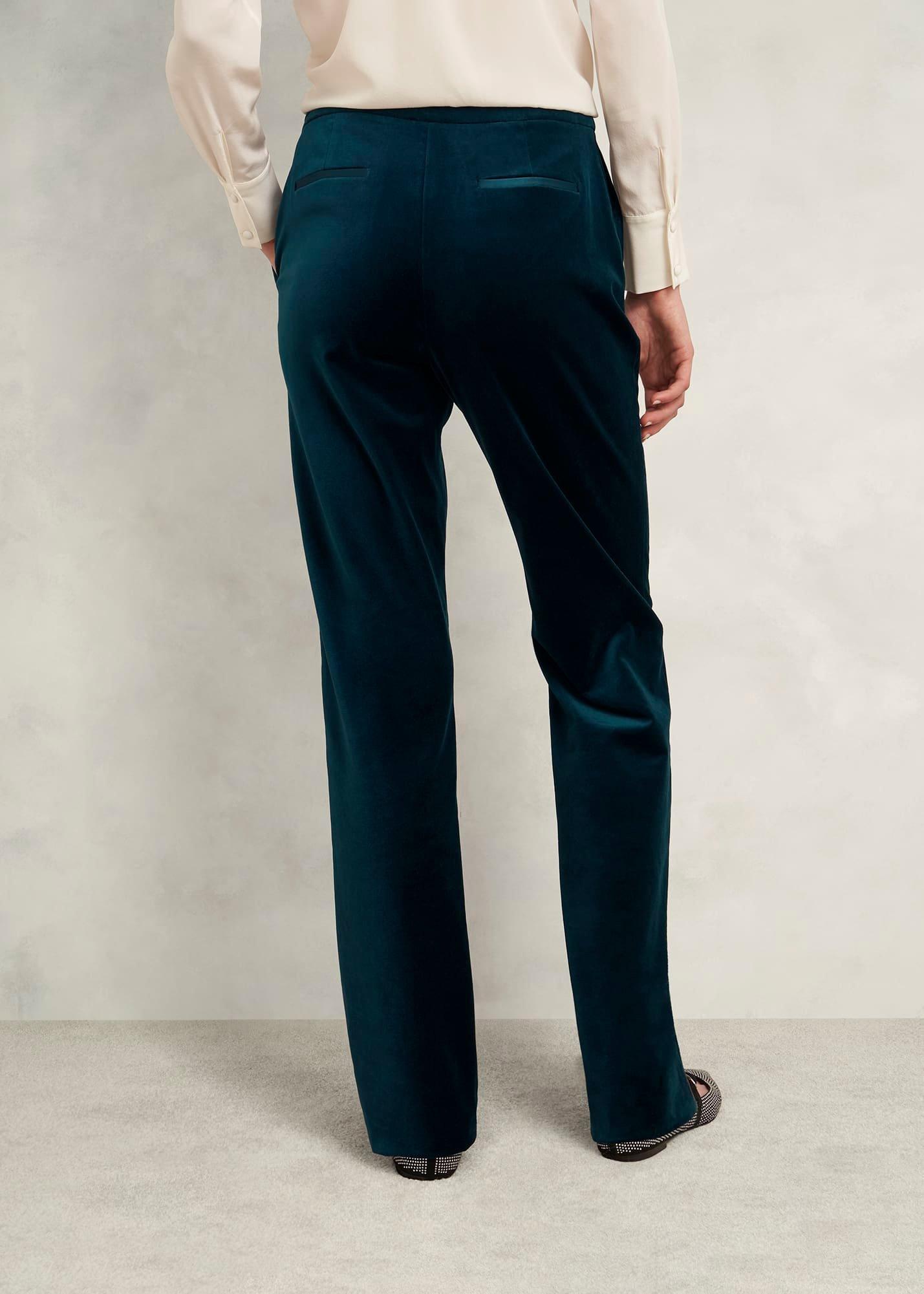 Luna Velvet Straight Trousers, Riverside Blue, hi-res