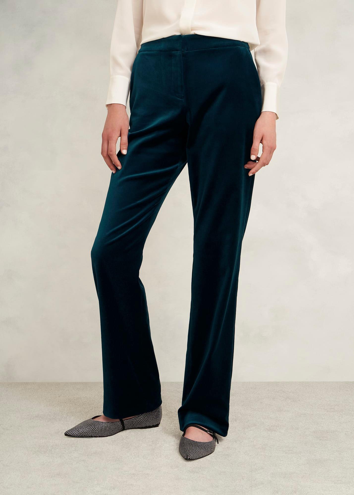 Luna Velvet Straight Trousers, Riverside Blue, hi-res