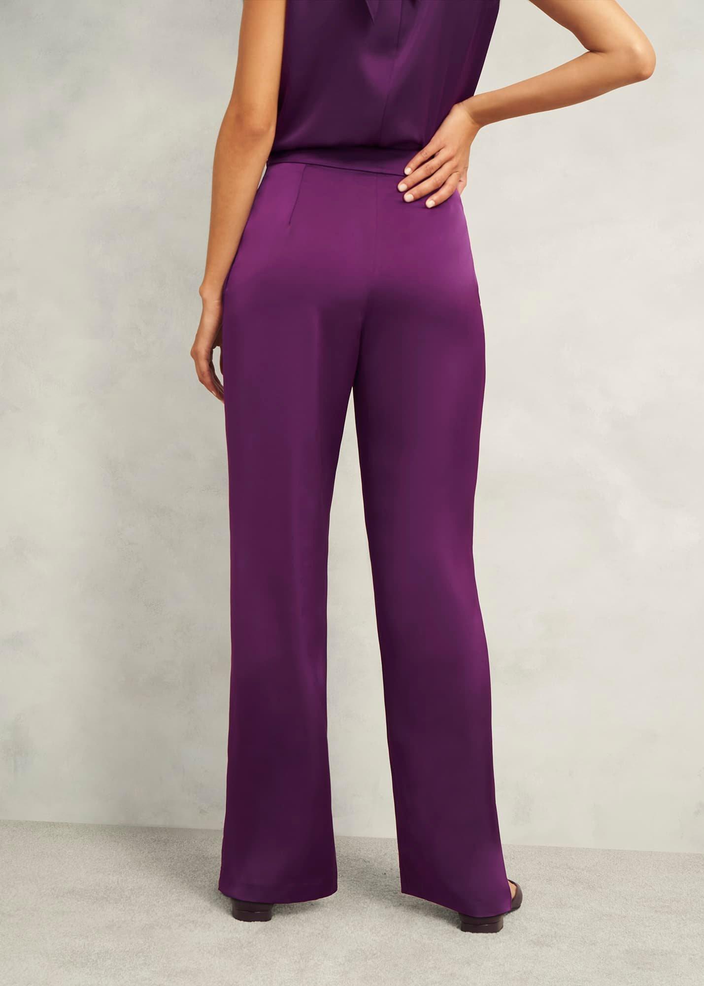 Judith Satin Trousers, Vibrant Purple, hi-res