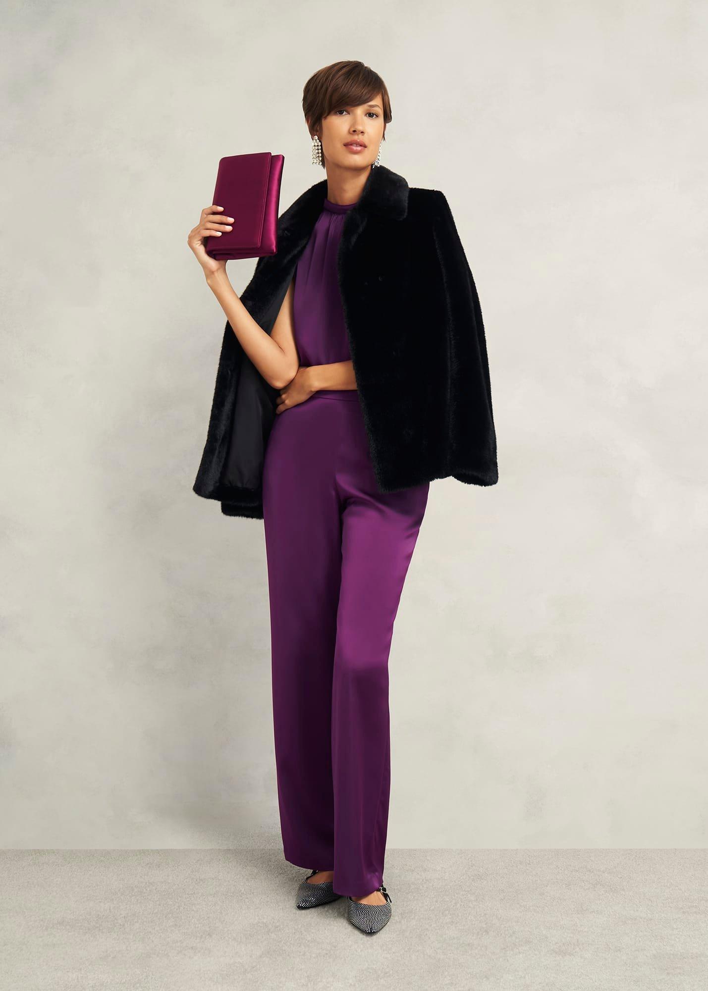 Judith Satin Trousers, Vibrant Purple, hi-res
