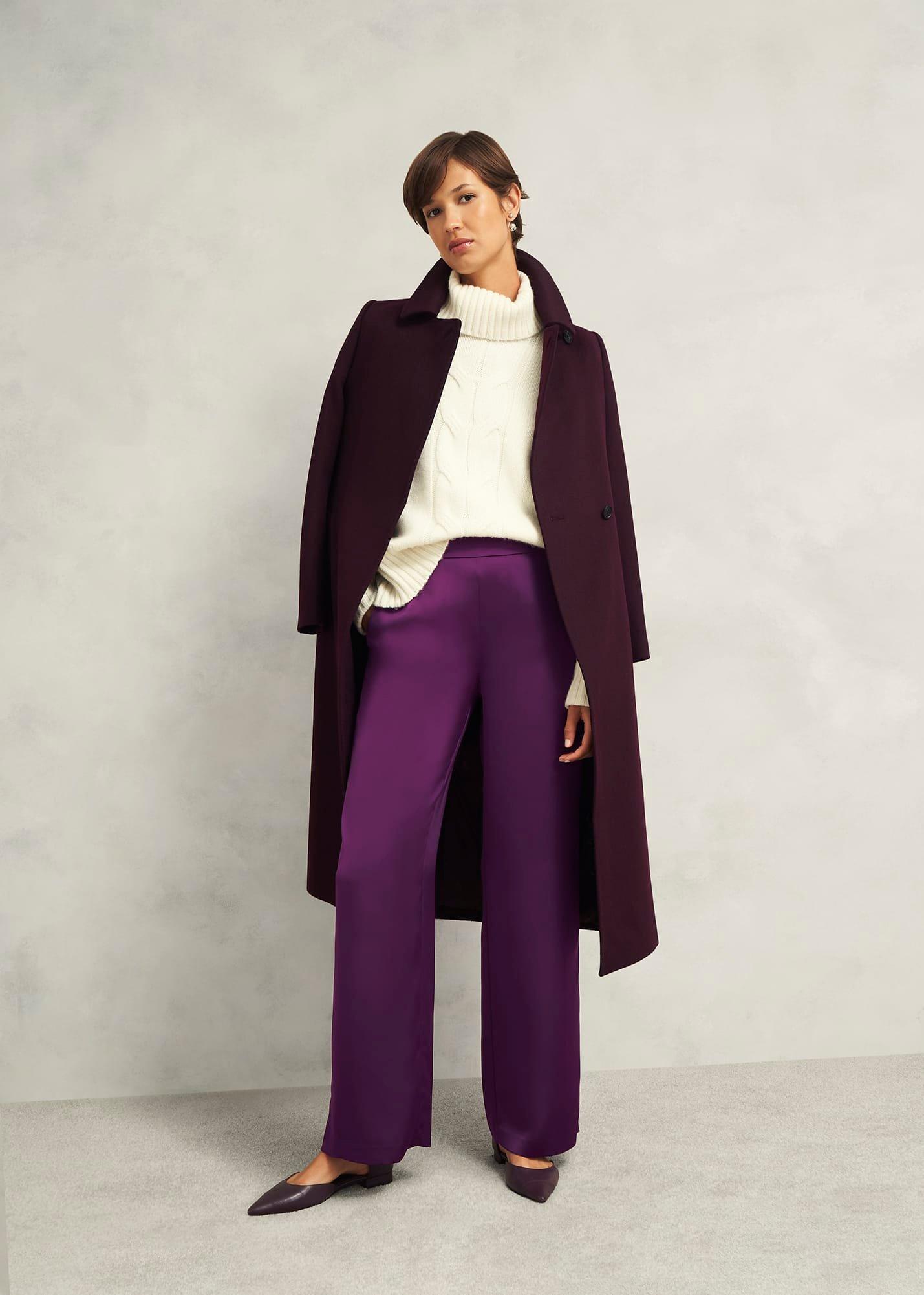 Judith Satin Trousers, Vibrant Purple, hi-res