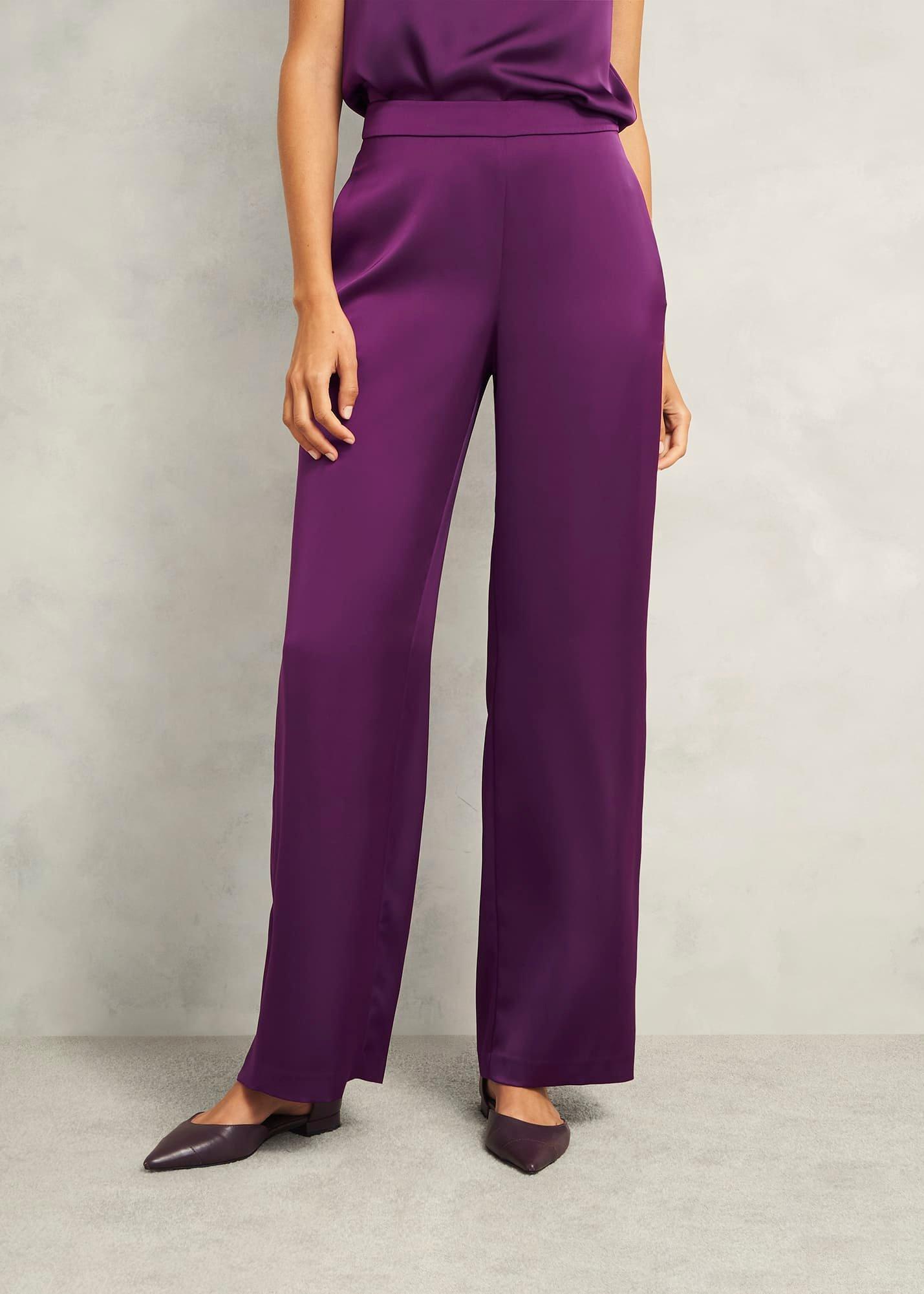 Judith Satin Trousers, Vibrant Purple, hi-res