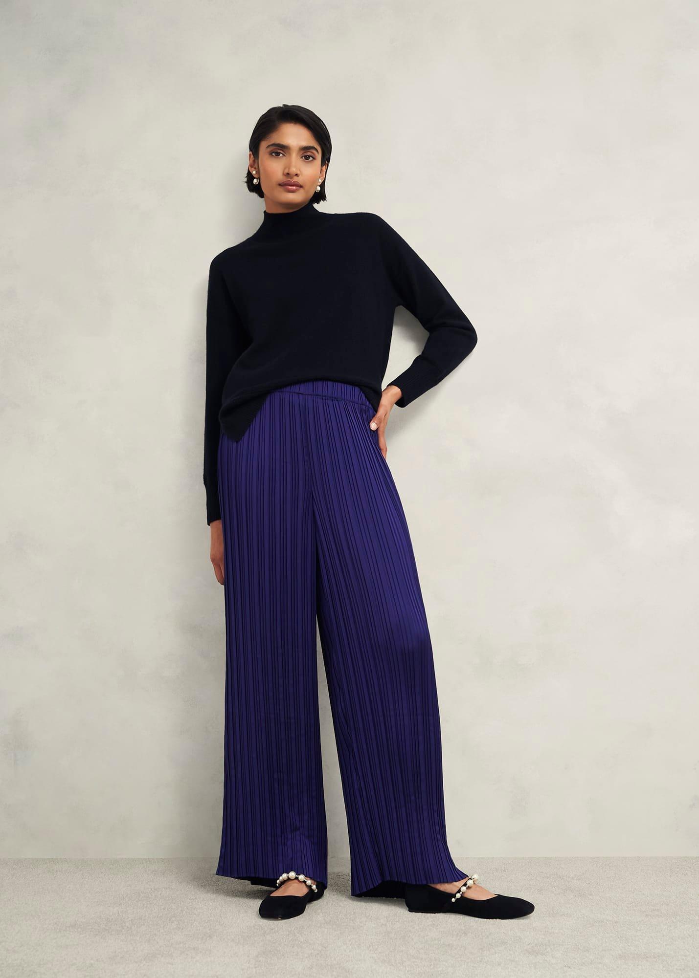 Orla Pleated Trousers, Rich Blue, hi-res
