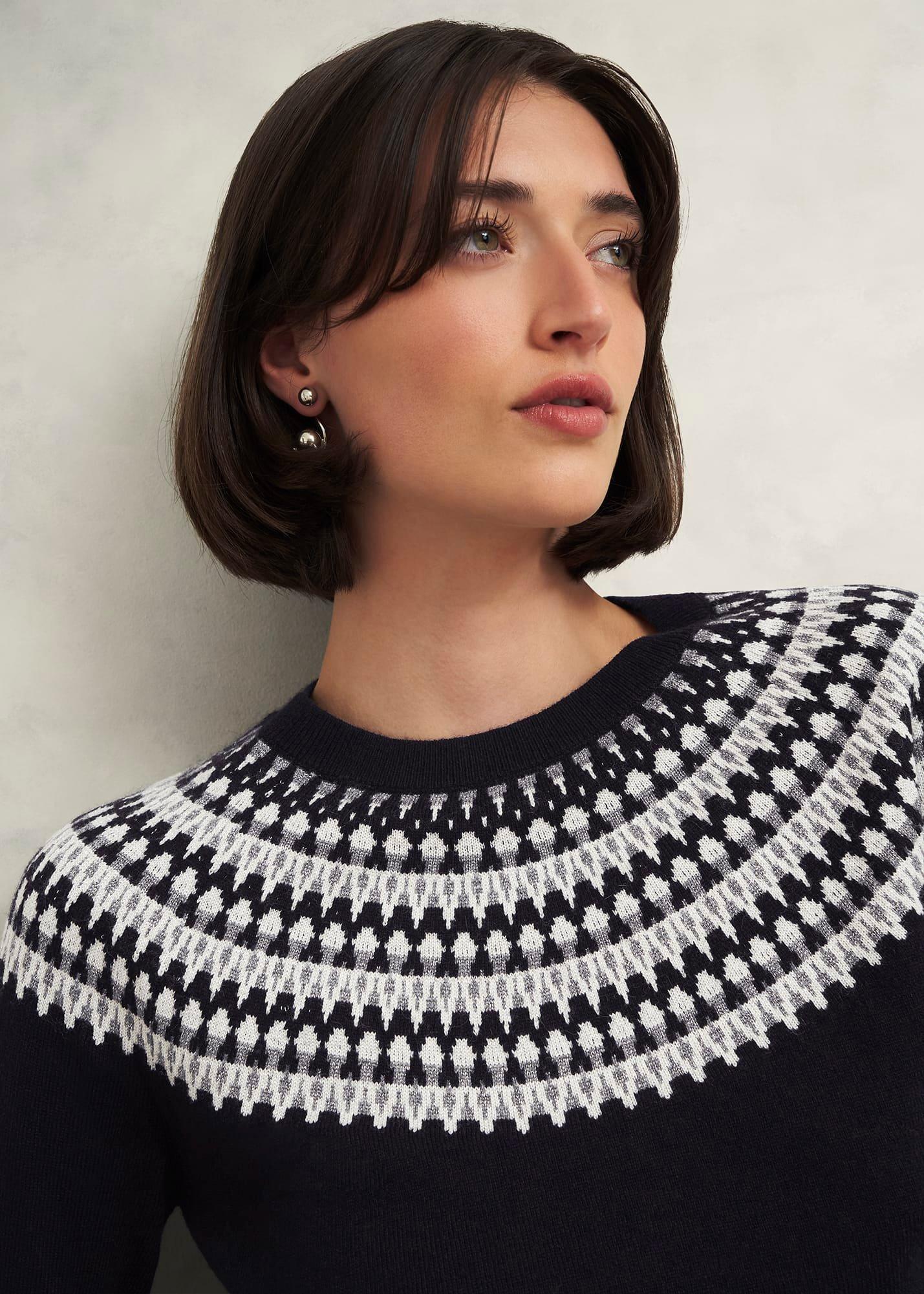 Greta Sparkle Fairisle Jumper , Navy Multi, hi-res