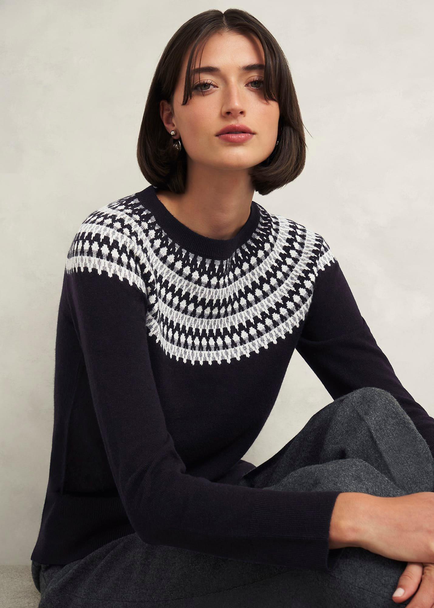 Greta Sparkle Fairisle Jumper , Navy Multi, hi-res