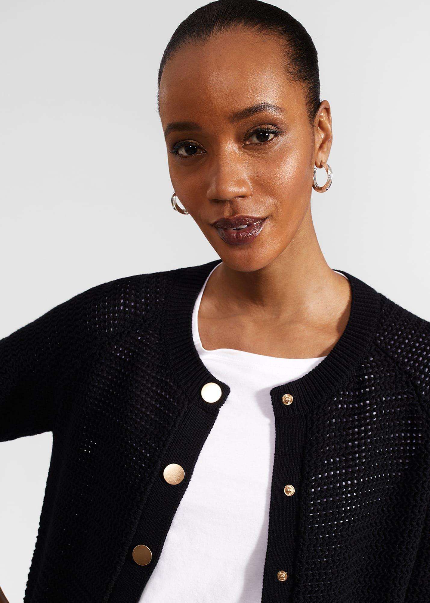 Florentina Cotton Cardigan, Hobbs Navy, hi-res
