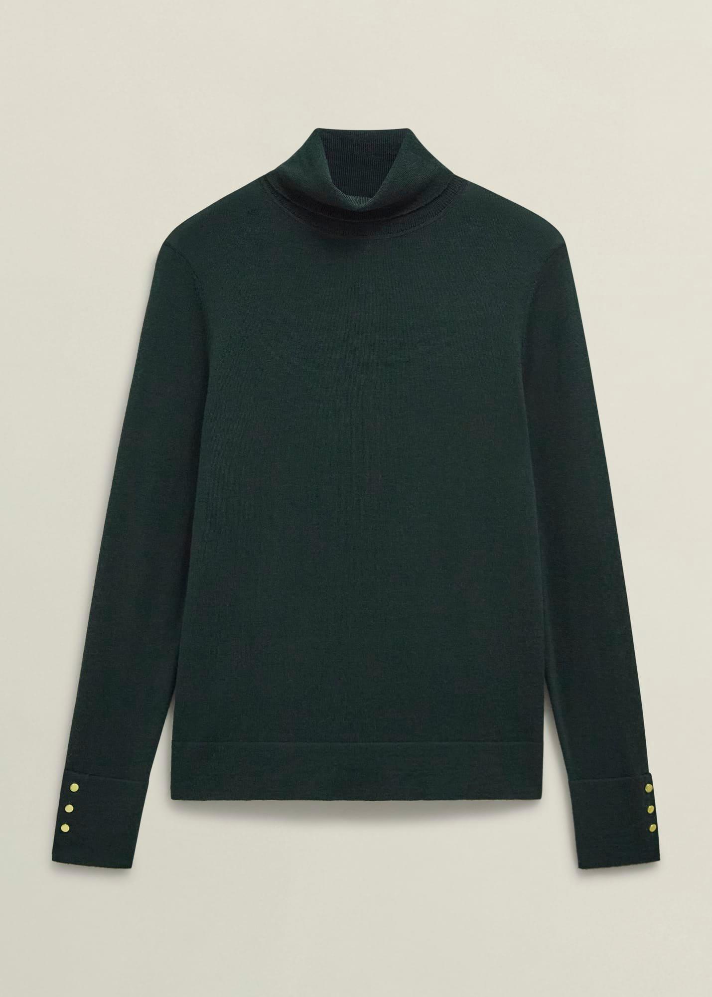 Lara Merino Wool Roll Neck Jumper, Hawthorn Green, hi-res