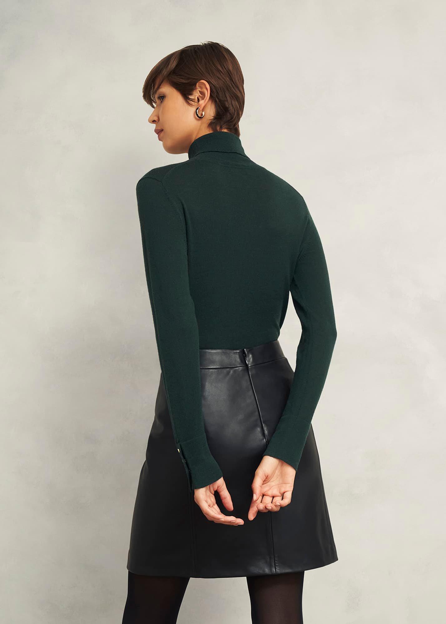Lara Merino Wool Roll Neck Jumper, Hawthorn Green, hi-res