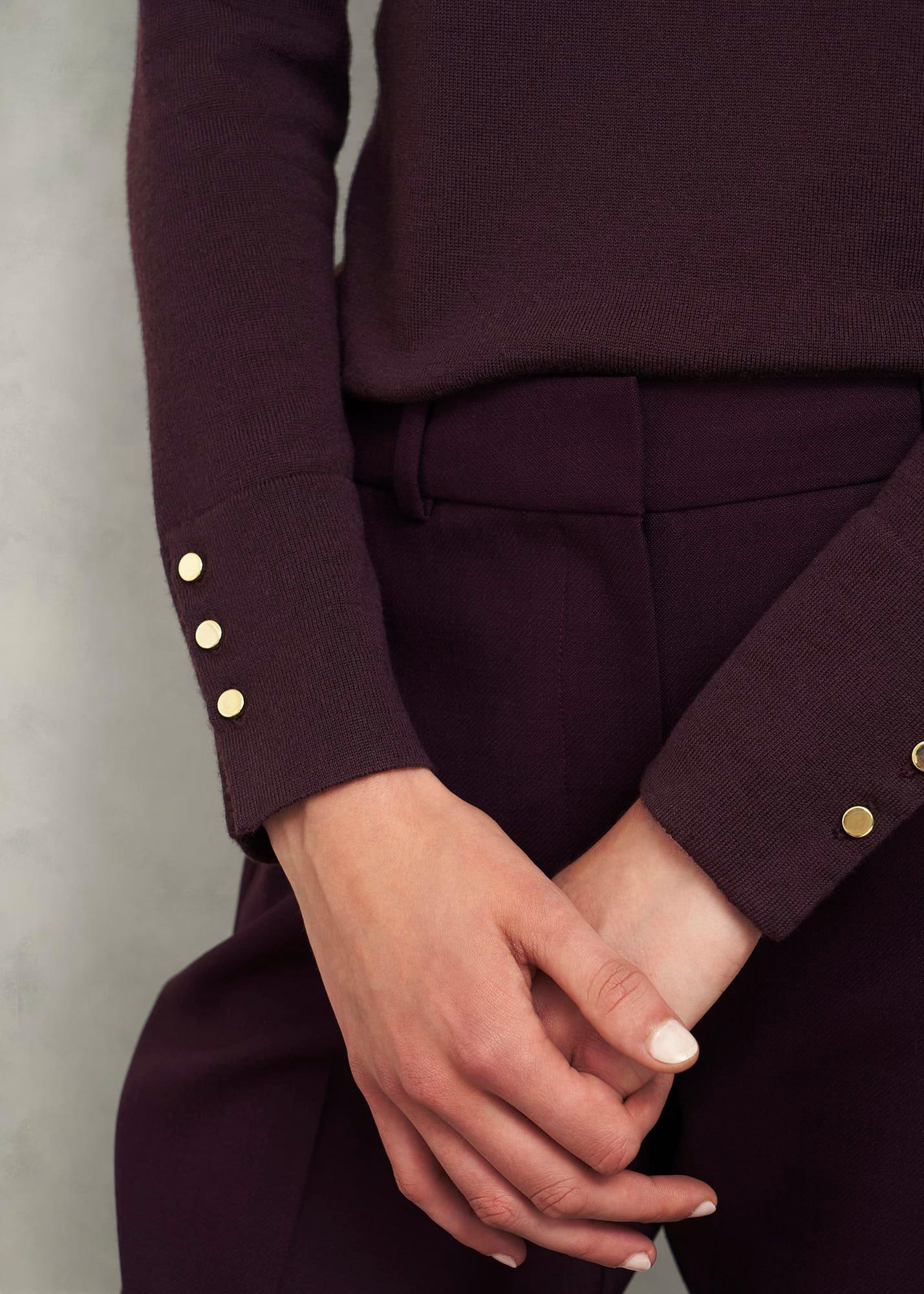 Lara Merino Wool Roll Neck Jumper, Malbec, hi-res