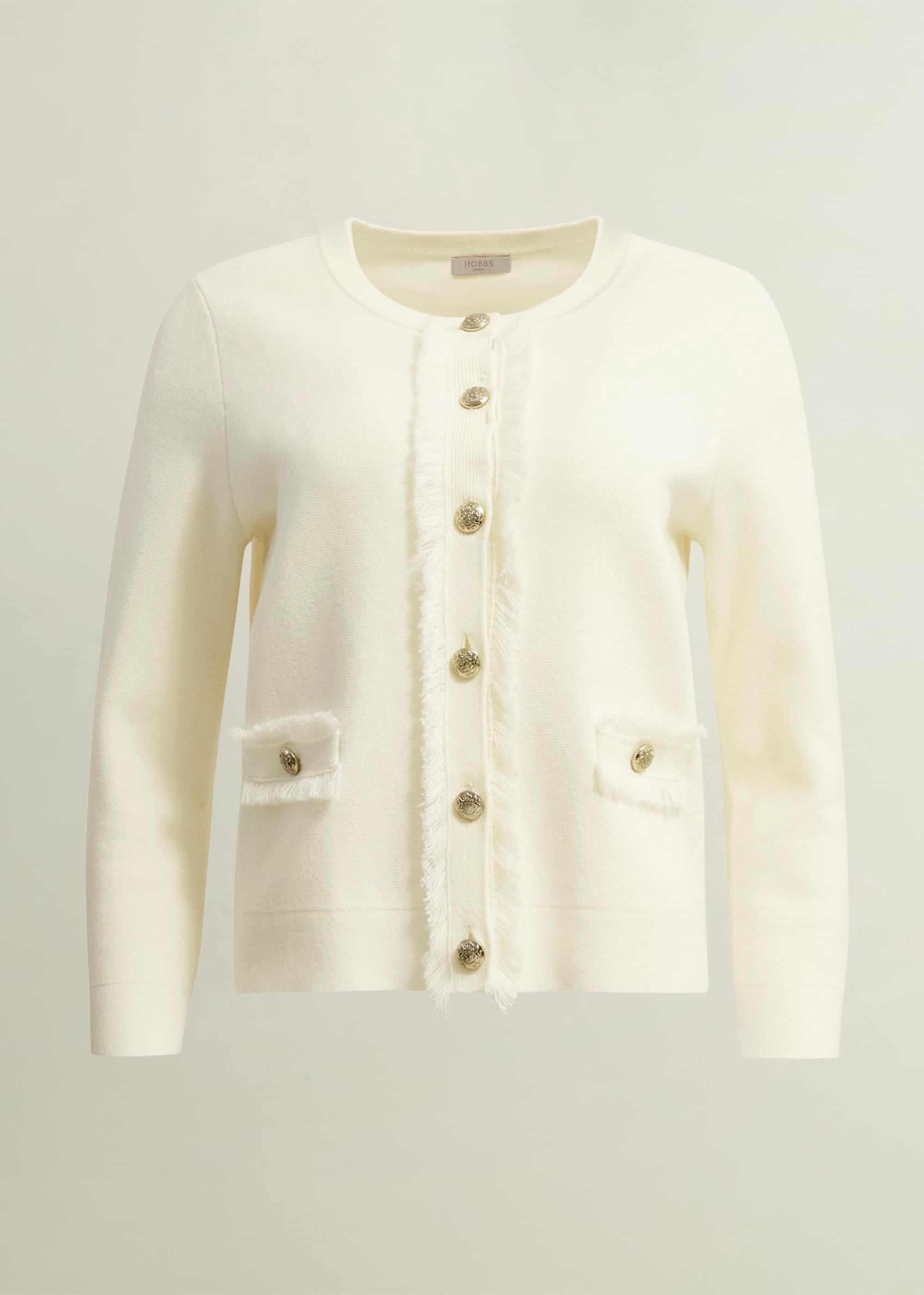 Sairey Cotton Wool Knitted Jacket, Warm Ivory, hi-res