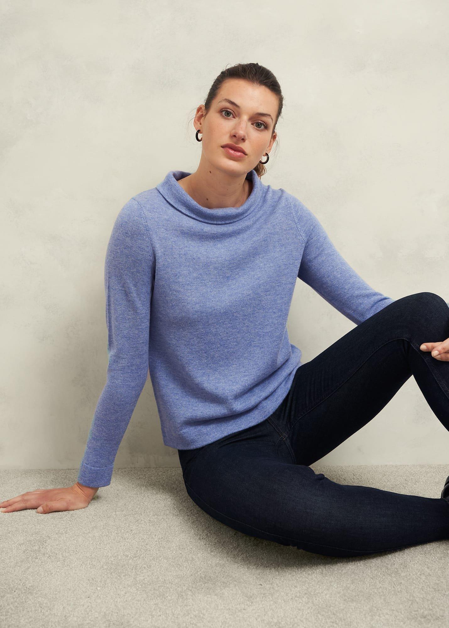 Audrey Wool Cashmere Jumper, Blue Marl, hi-res