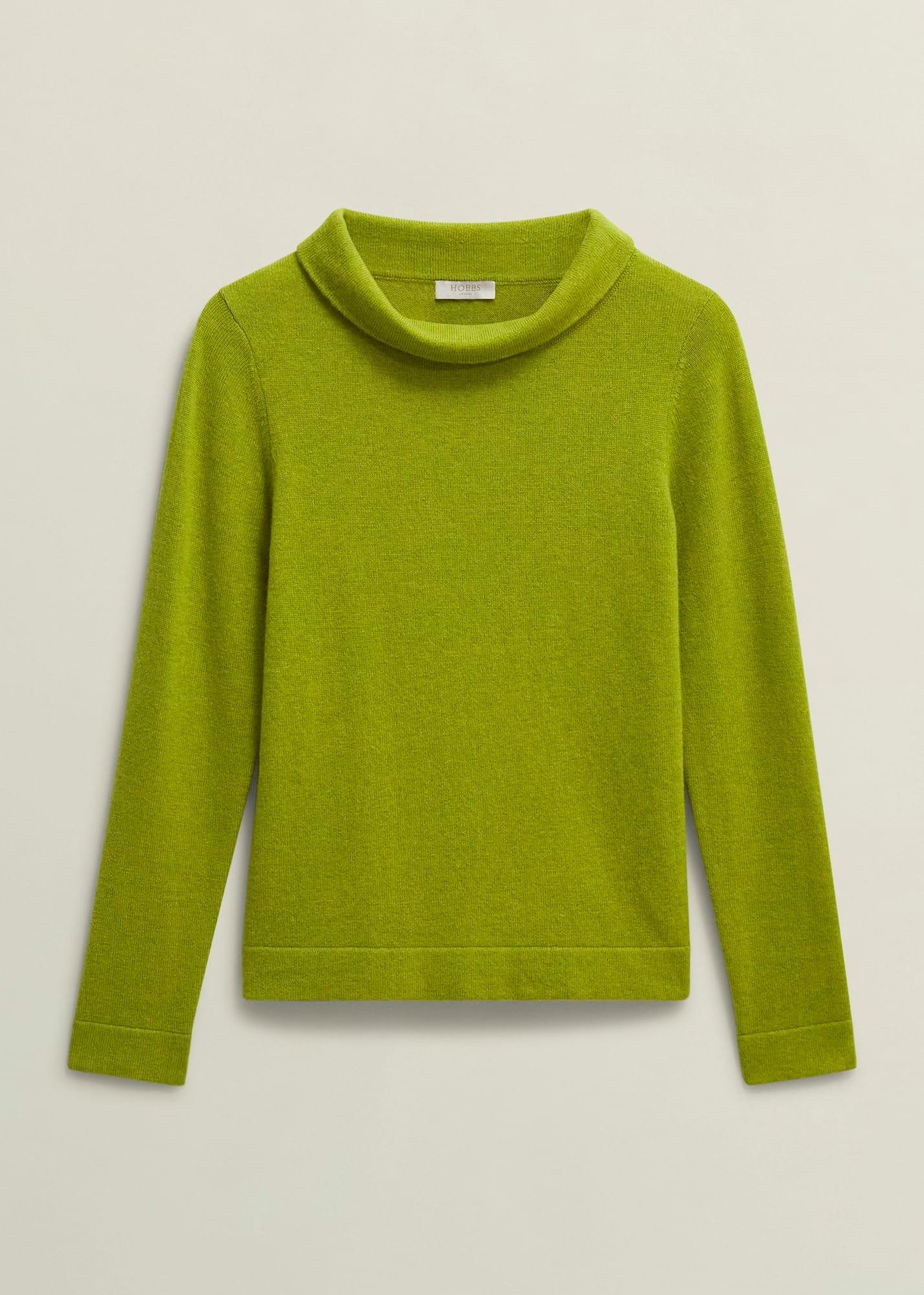 Audrey Wool Cashmere Jumper, Lime Green, hi-res