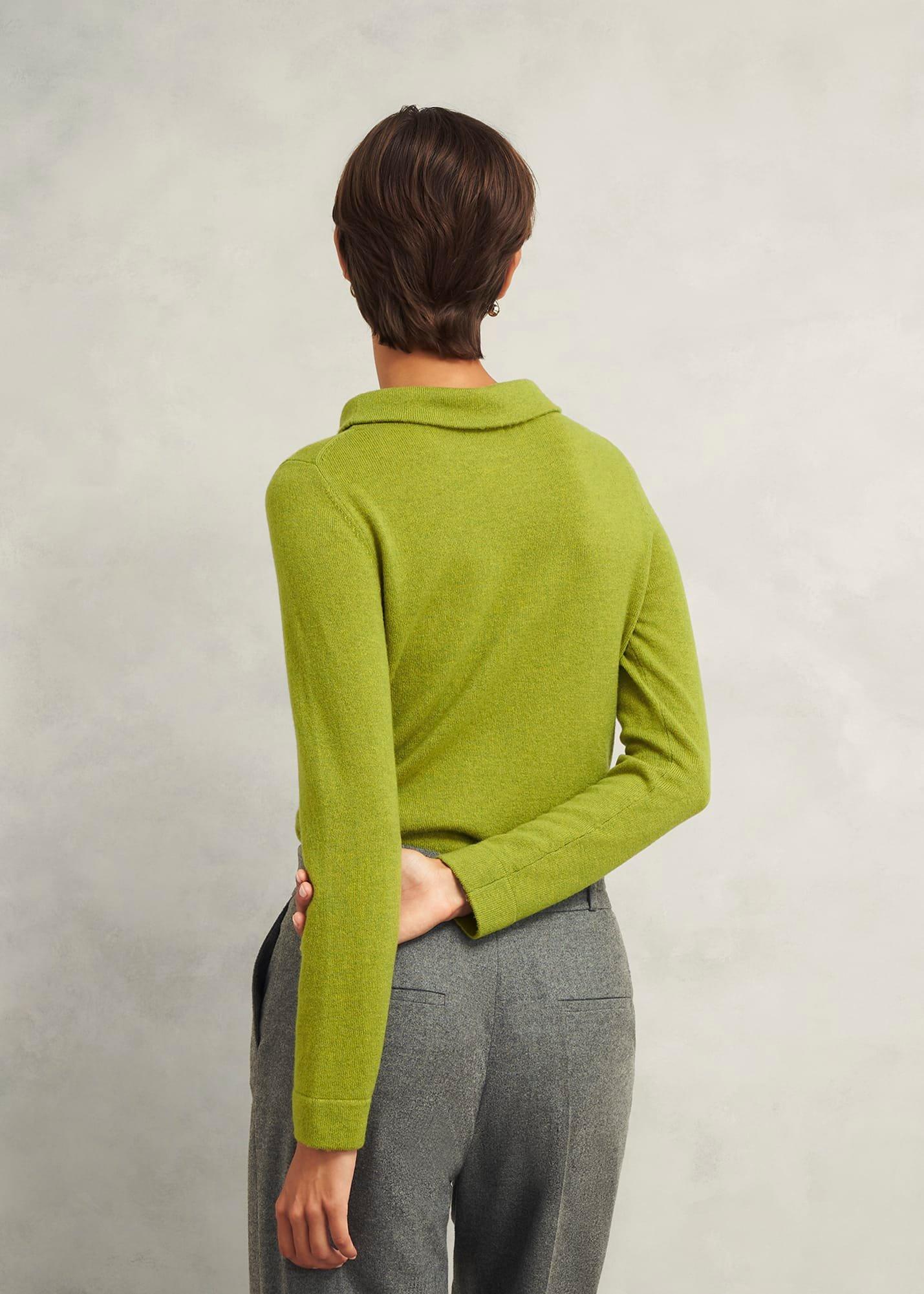 Audrey Wool Cashmere Jumper, Lime Green, hi-res