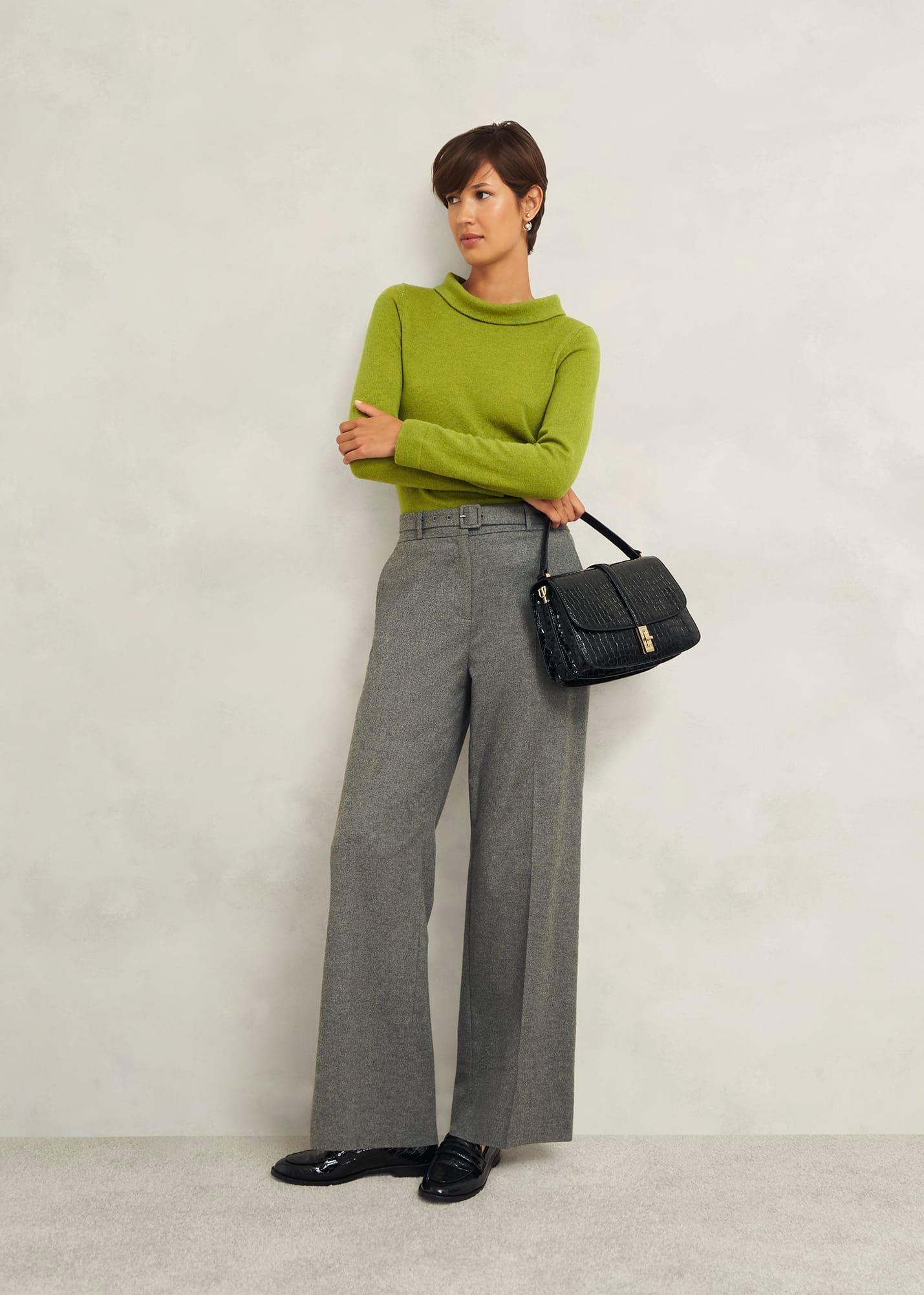 Audrey Wool Cashmere Jumper, Lime Green, hi-res