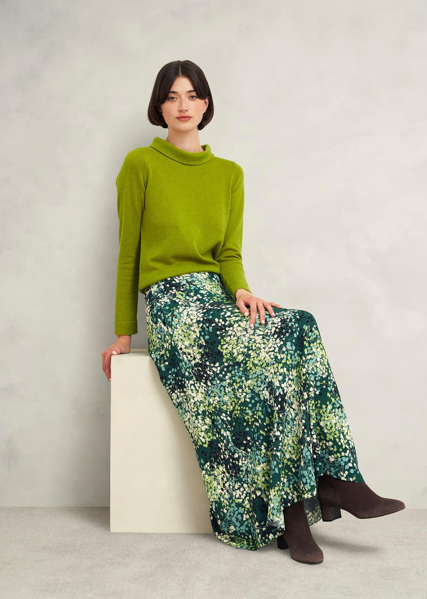 Audrey Wool Cashmere Jumper, Lime Green, hi-res