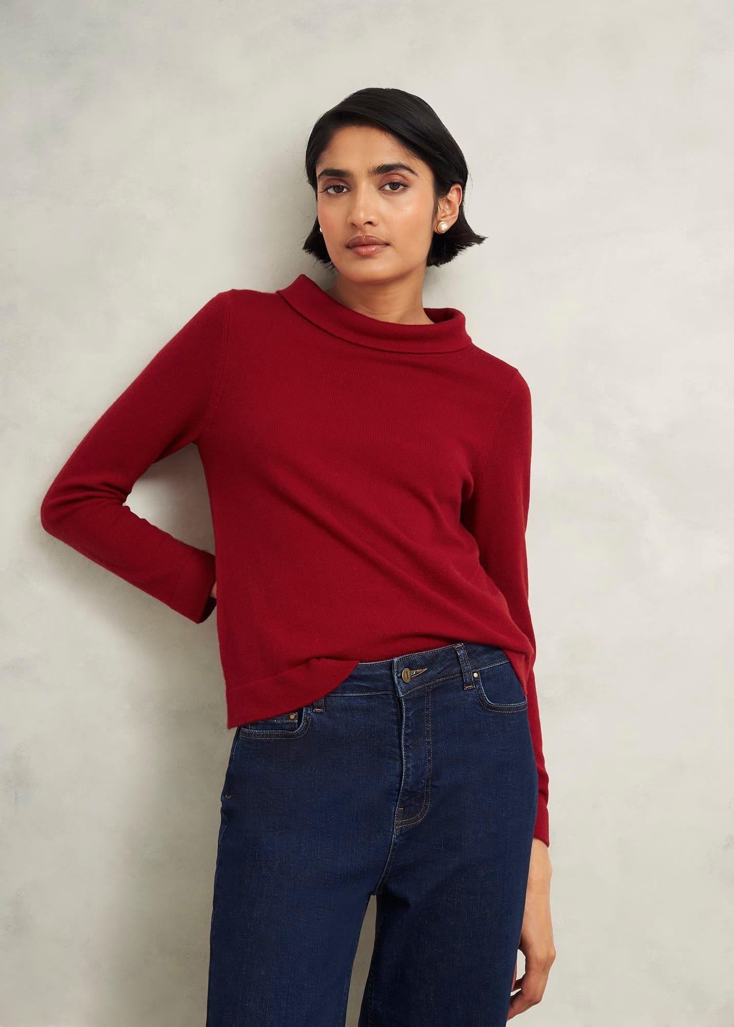 Audrey Wool Cashmere Jumper, Pomegranate, hi-res