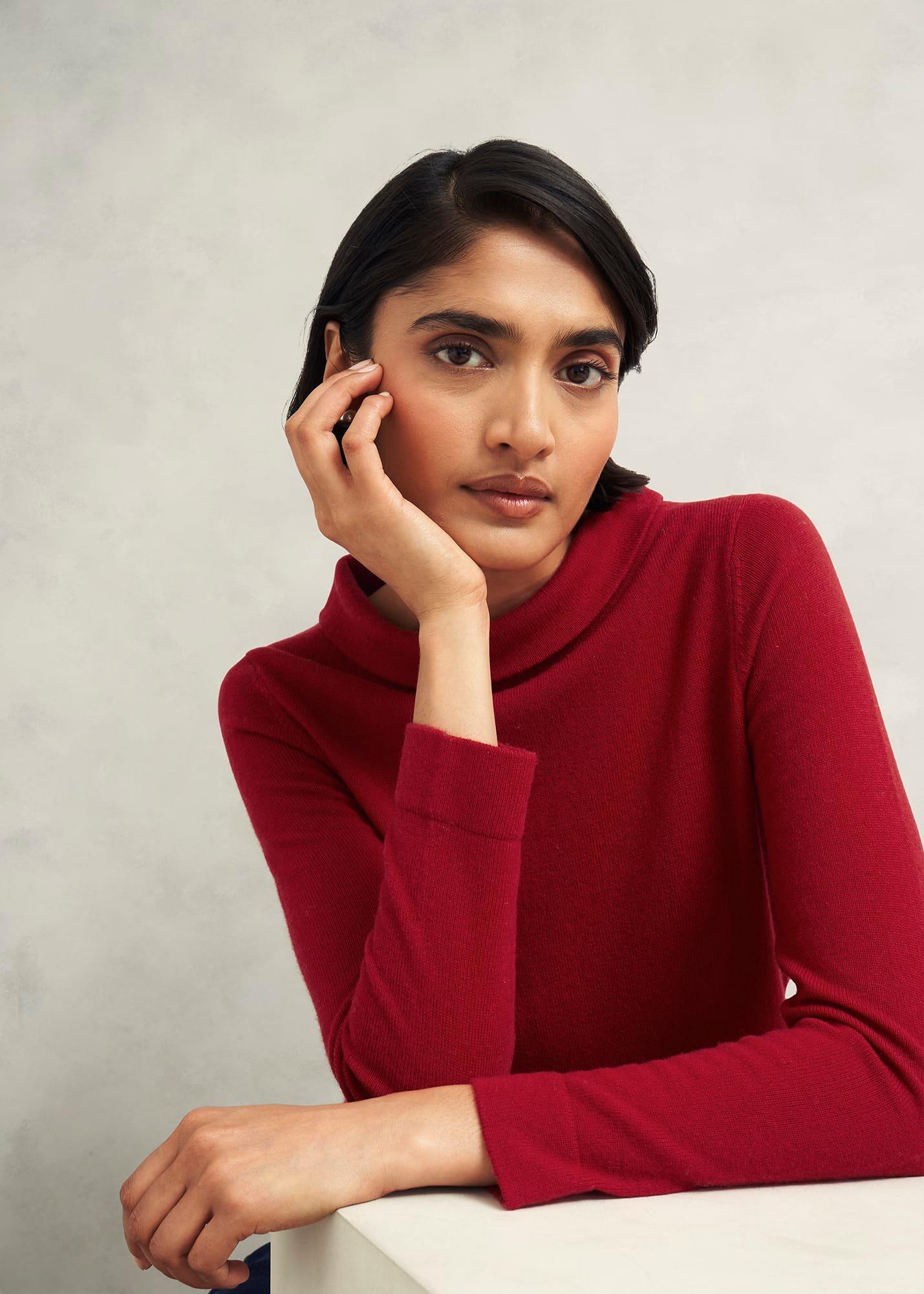 Audrey Wool Cashmere Jumper, Pomegranate, hi-res