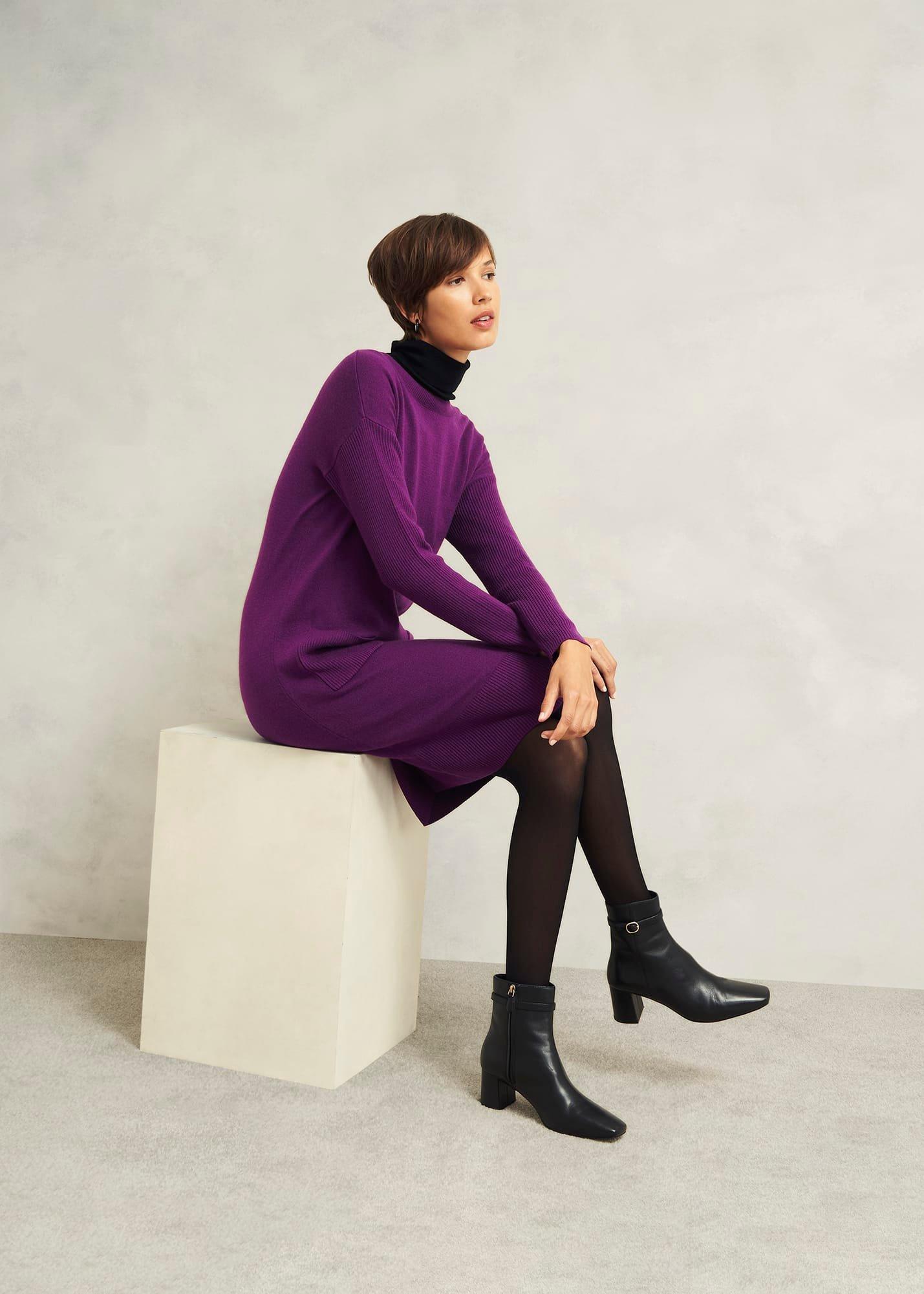 Devora Knitted Dress With Cashmere, Vibrant Purple, hi-res