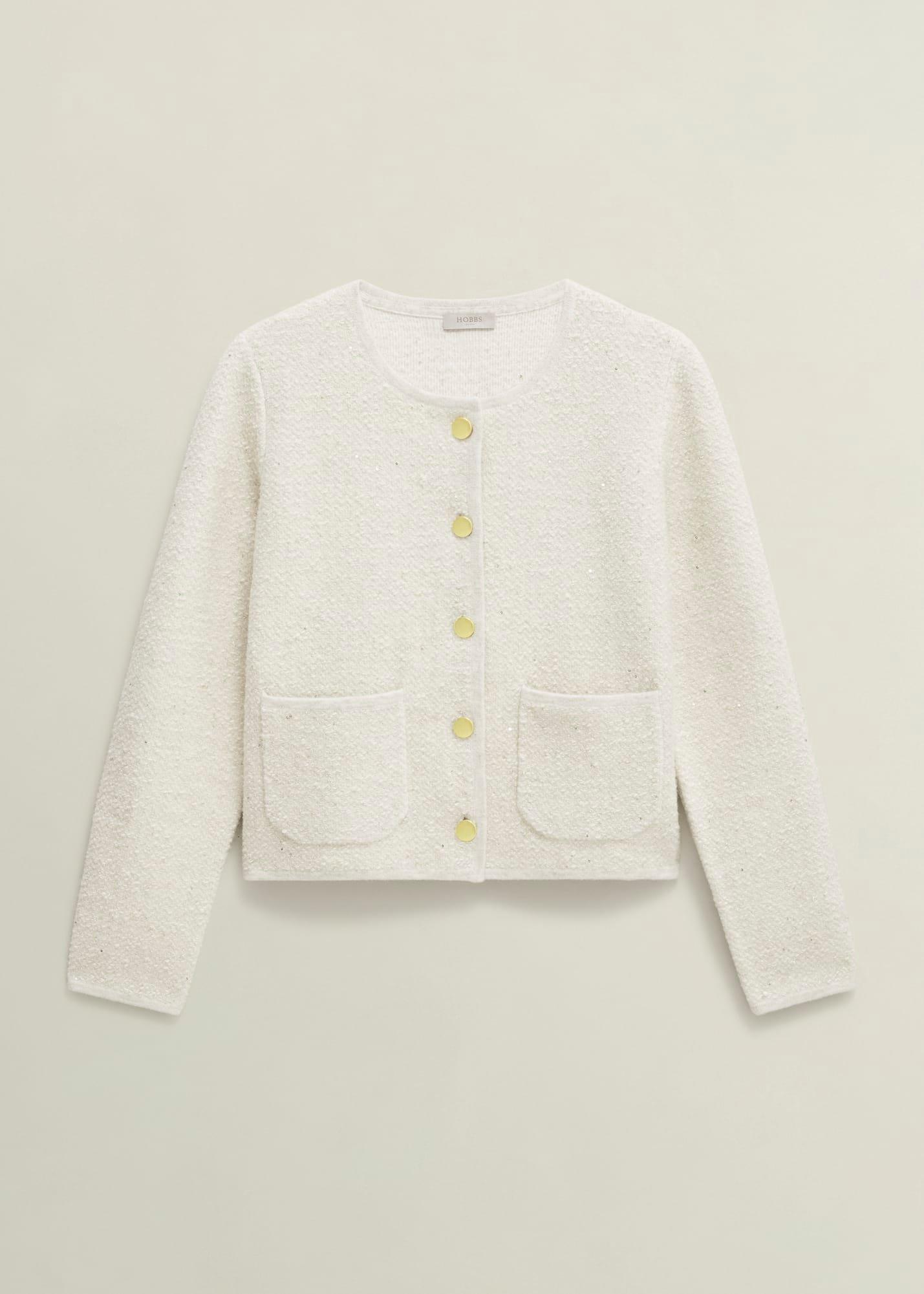 Zayla Sparkle Knitted Jacket, Ivory, hi-res