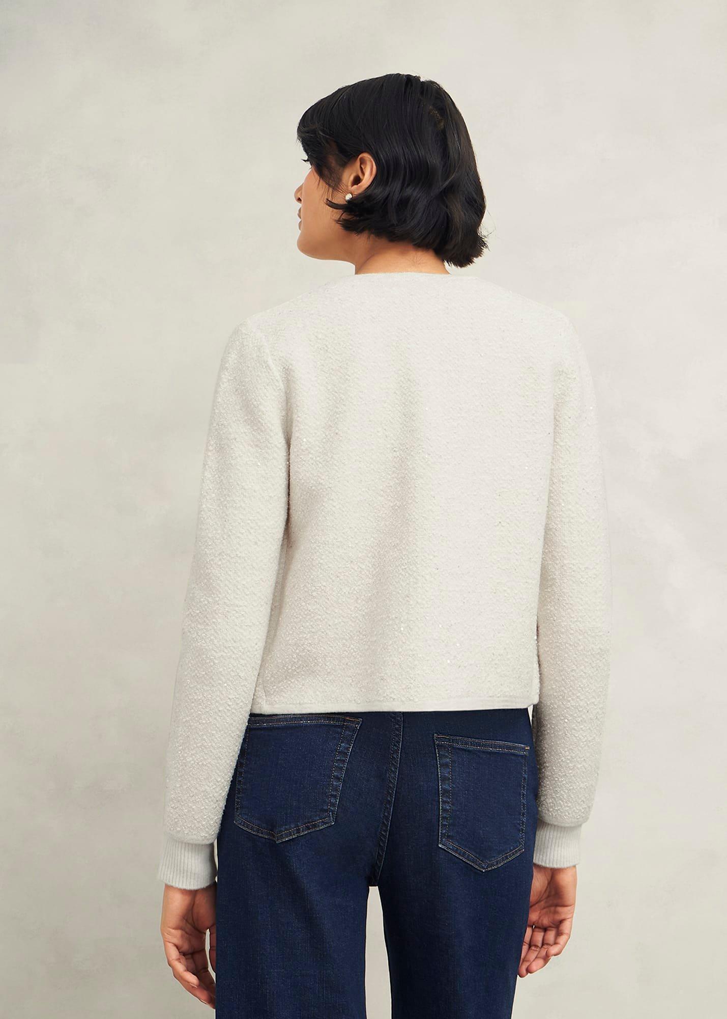 Zayla Sparkle Knitted Jacket, Ivory, hi-res