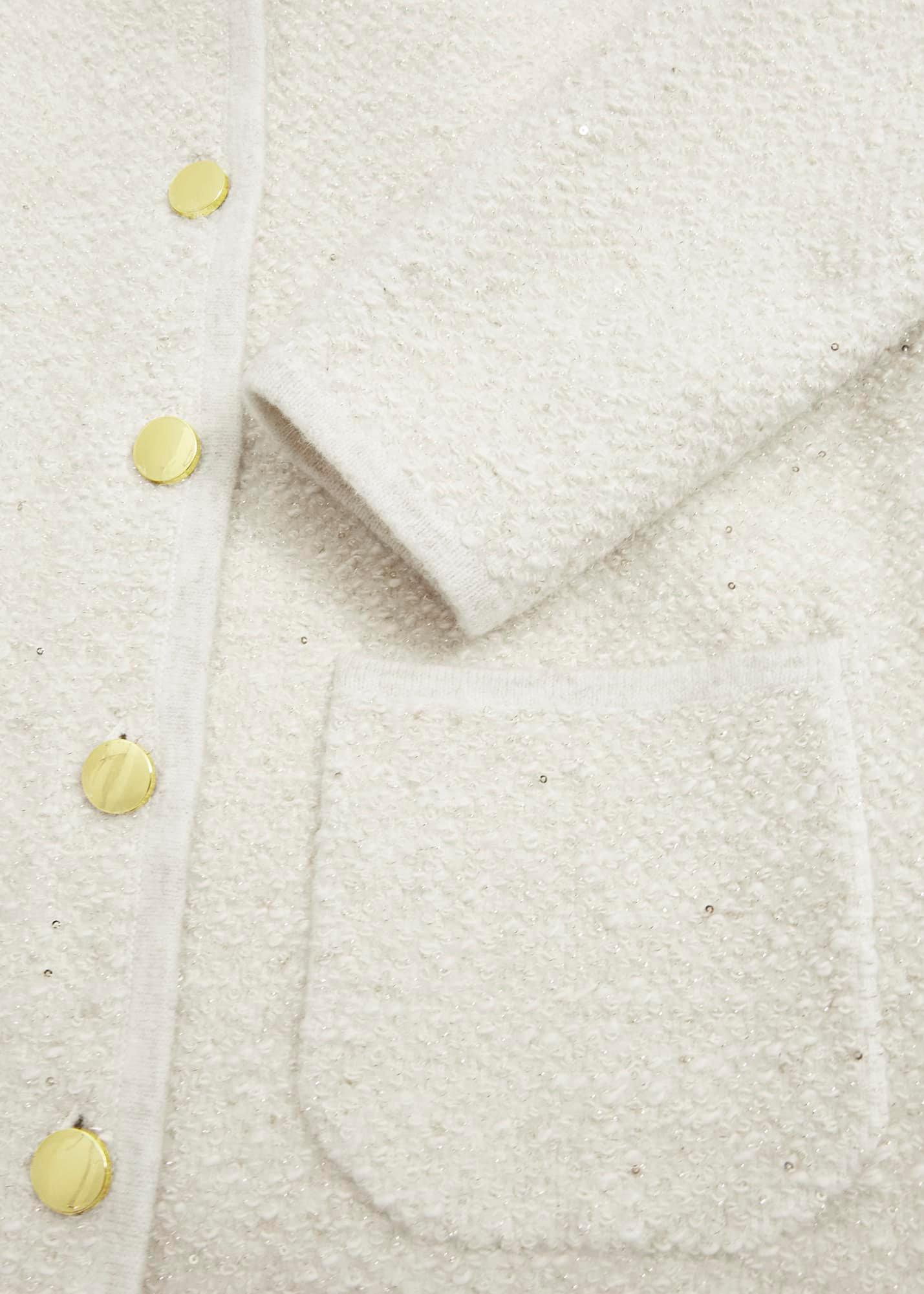Zayla Sparkle Knitted Jacket, Ivory, hi-res