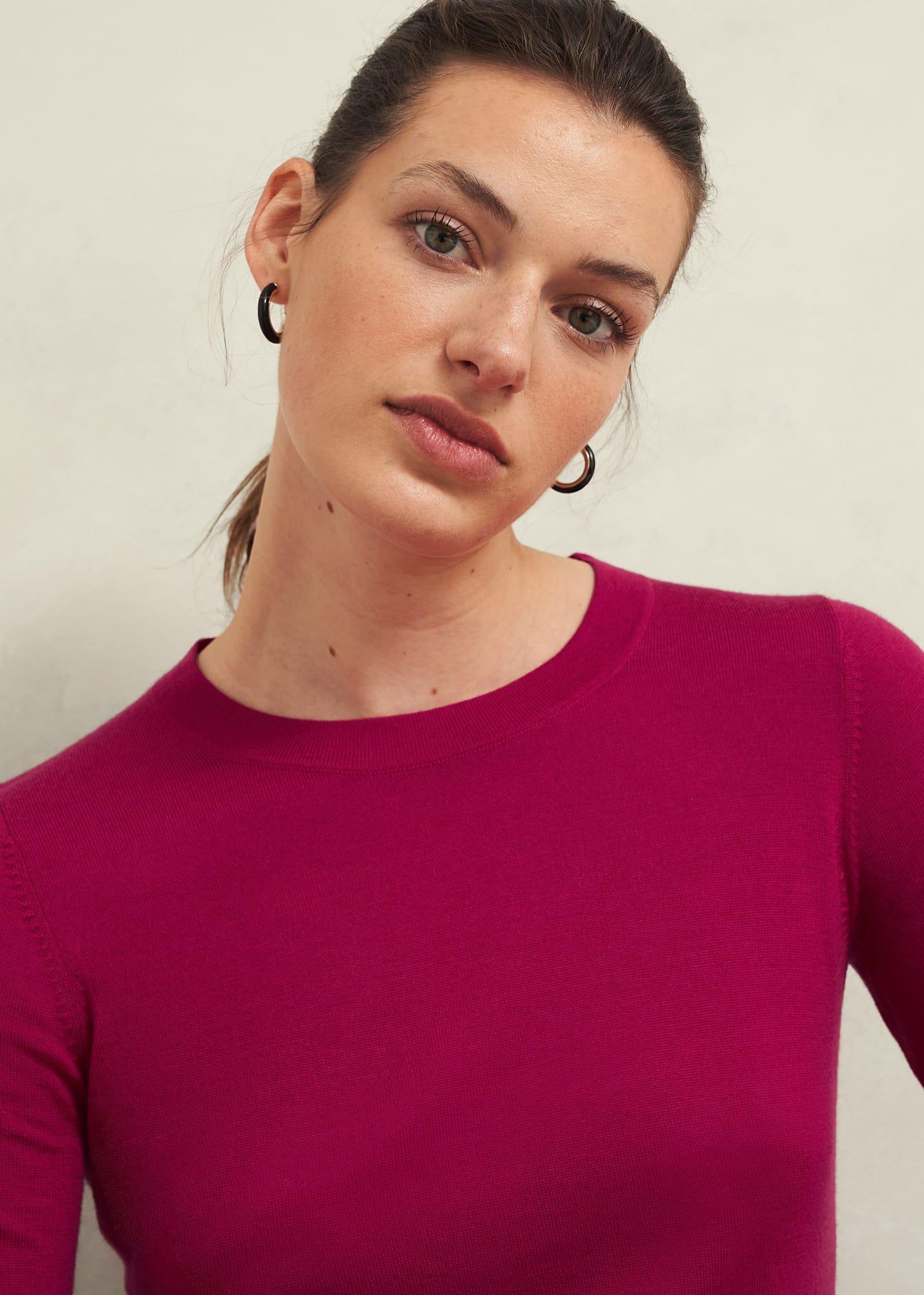 Penny Merino Wool Jumper, Cranberry Pink, hi-res