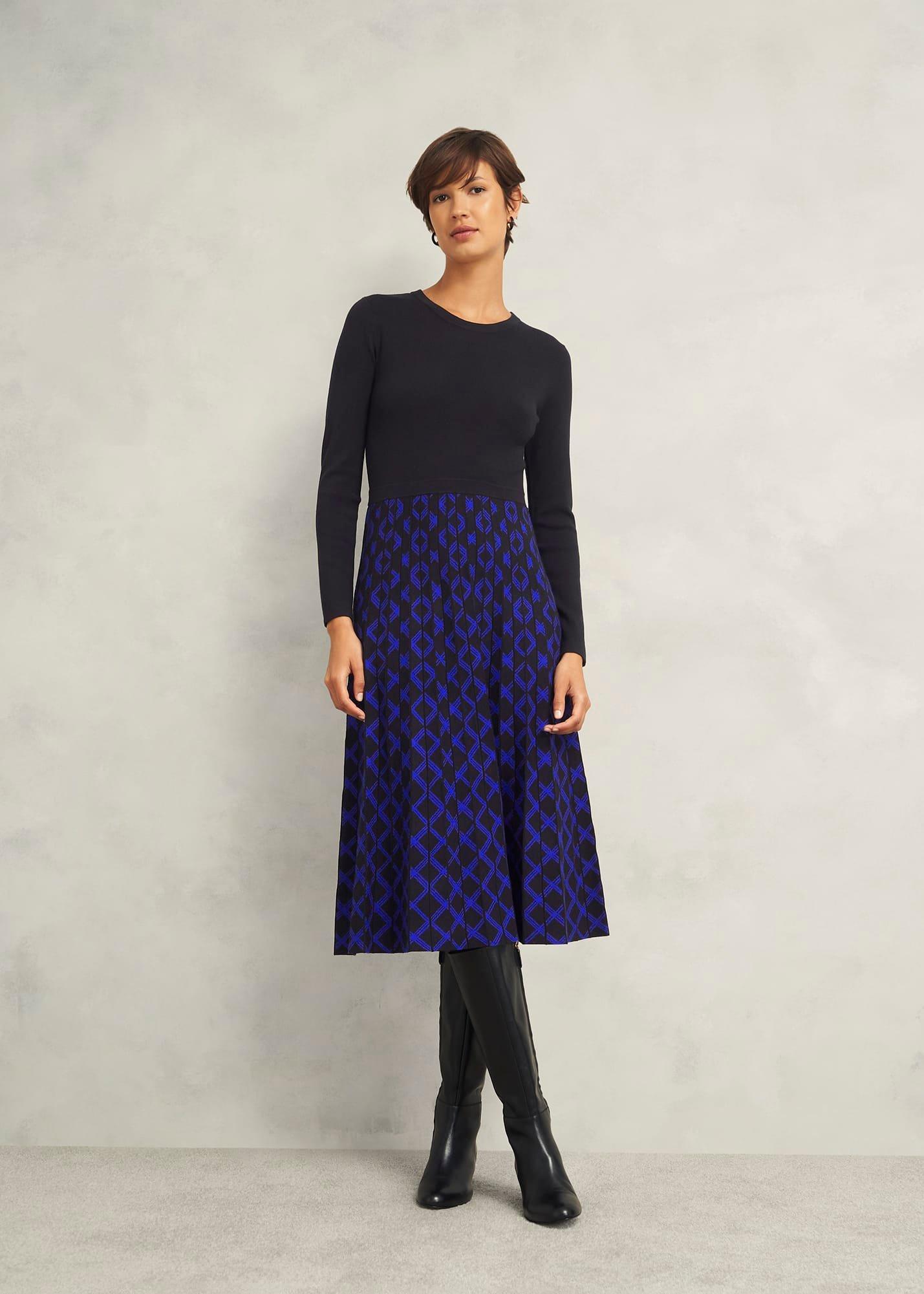 Larna Knitted Dress, Black Blue, hi-res