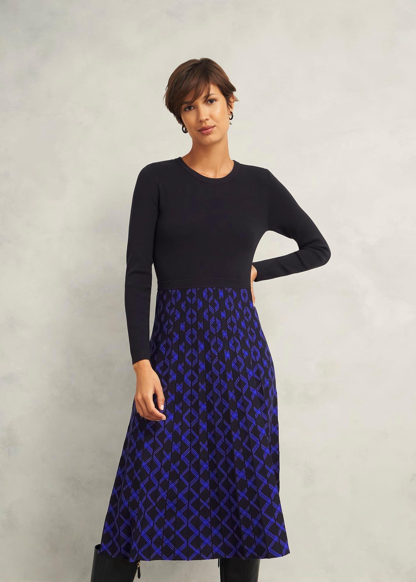 Petite Larna Dress, Black Blue, hi-res