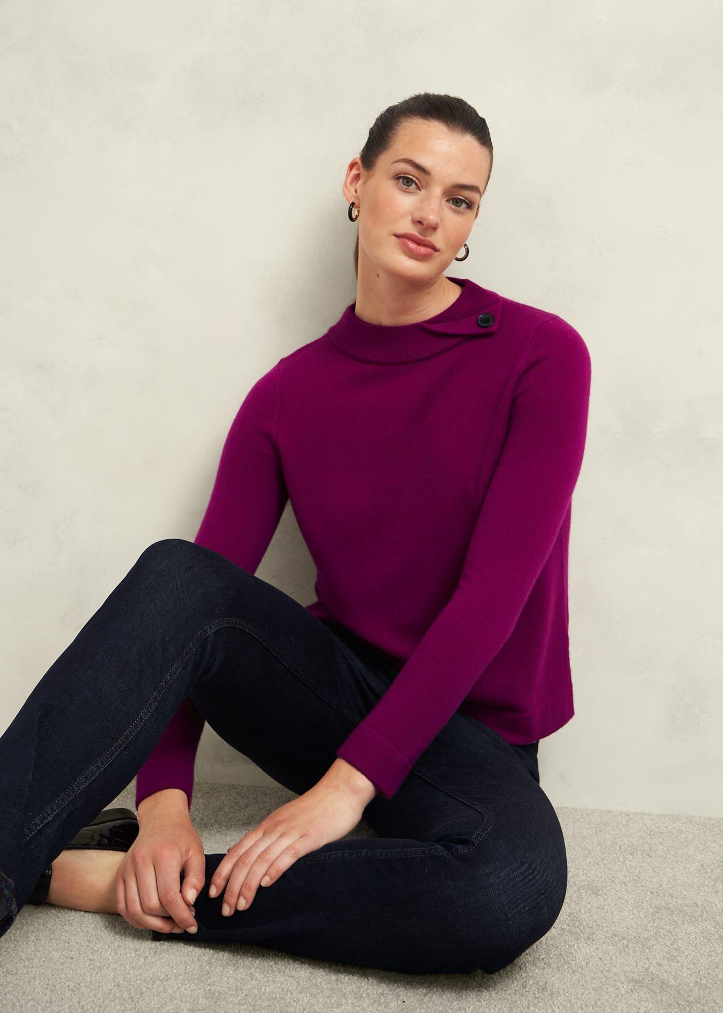 Talia Wool Cashmere Jumper, Dahlia Purple, hi-res