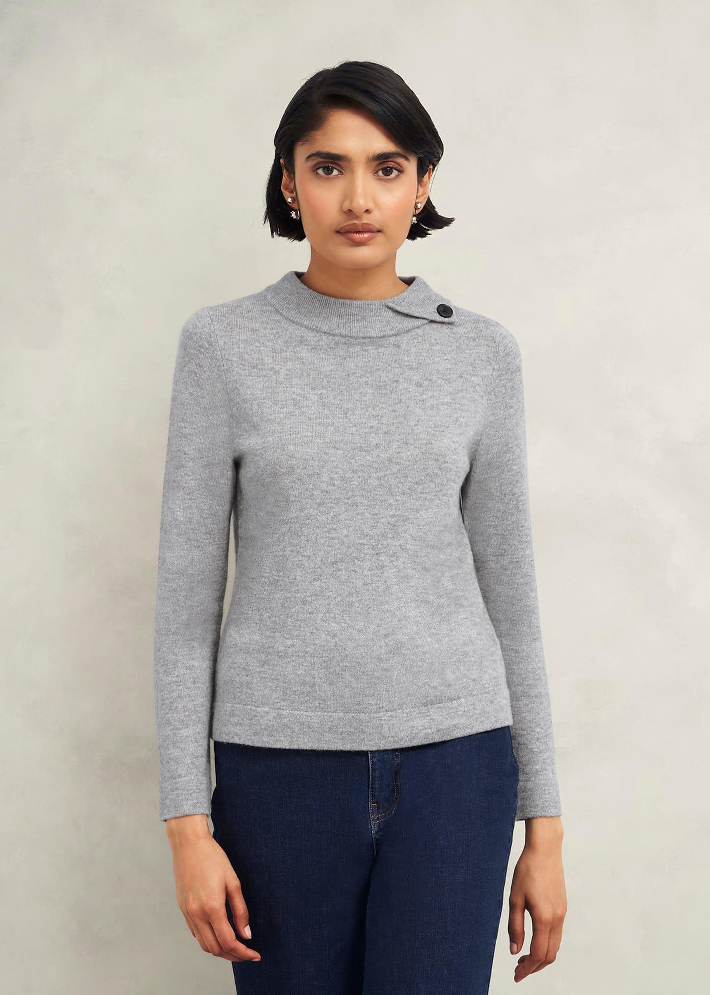 Talia Wool Cashmere Sweater, Grey Marl, hi-res