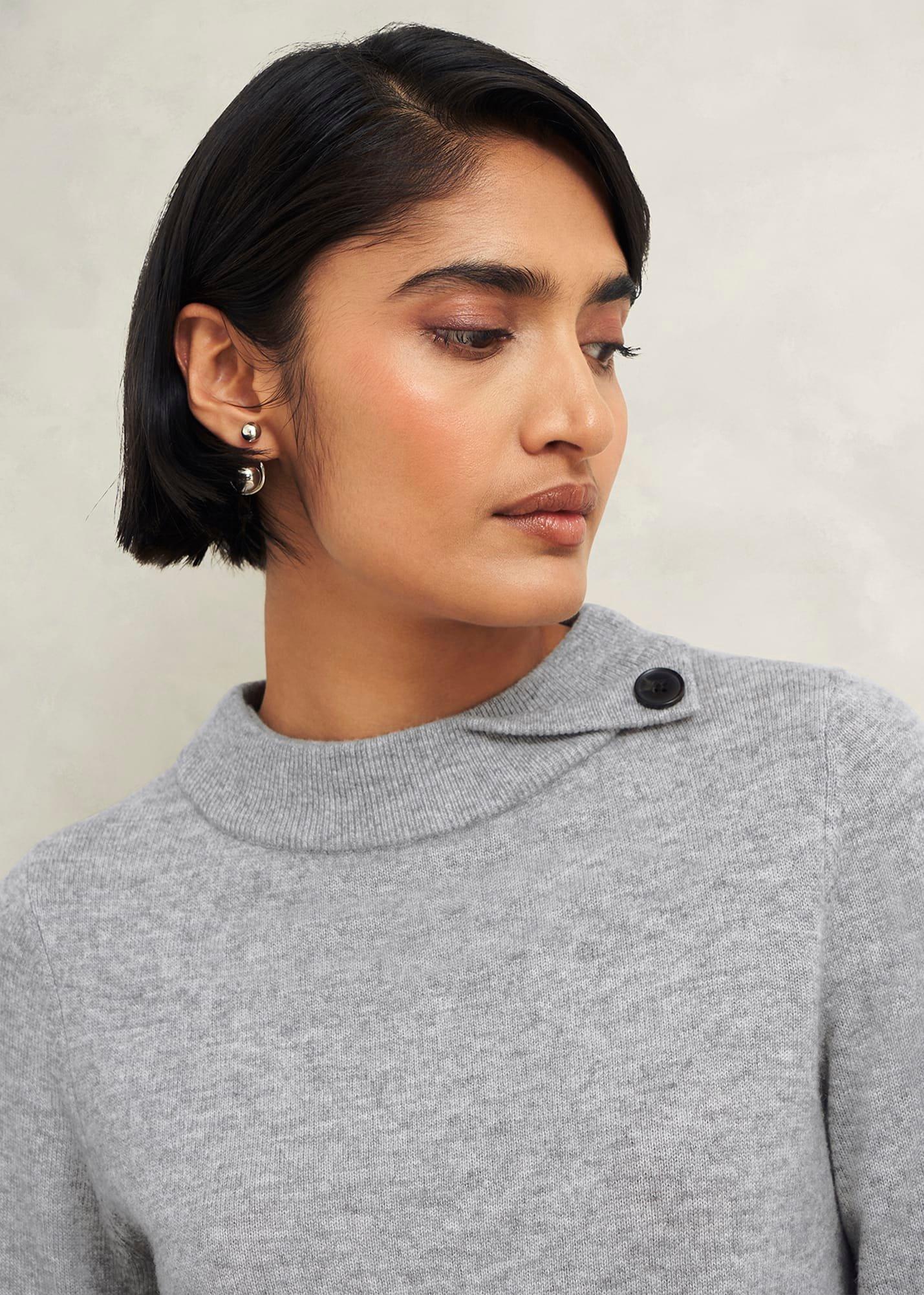 Talia Wool Cashmere Sweater, Grey Marl, hi-res