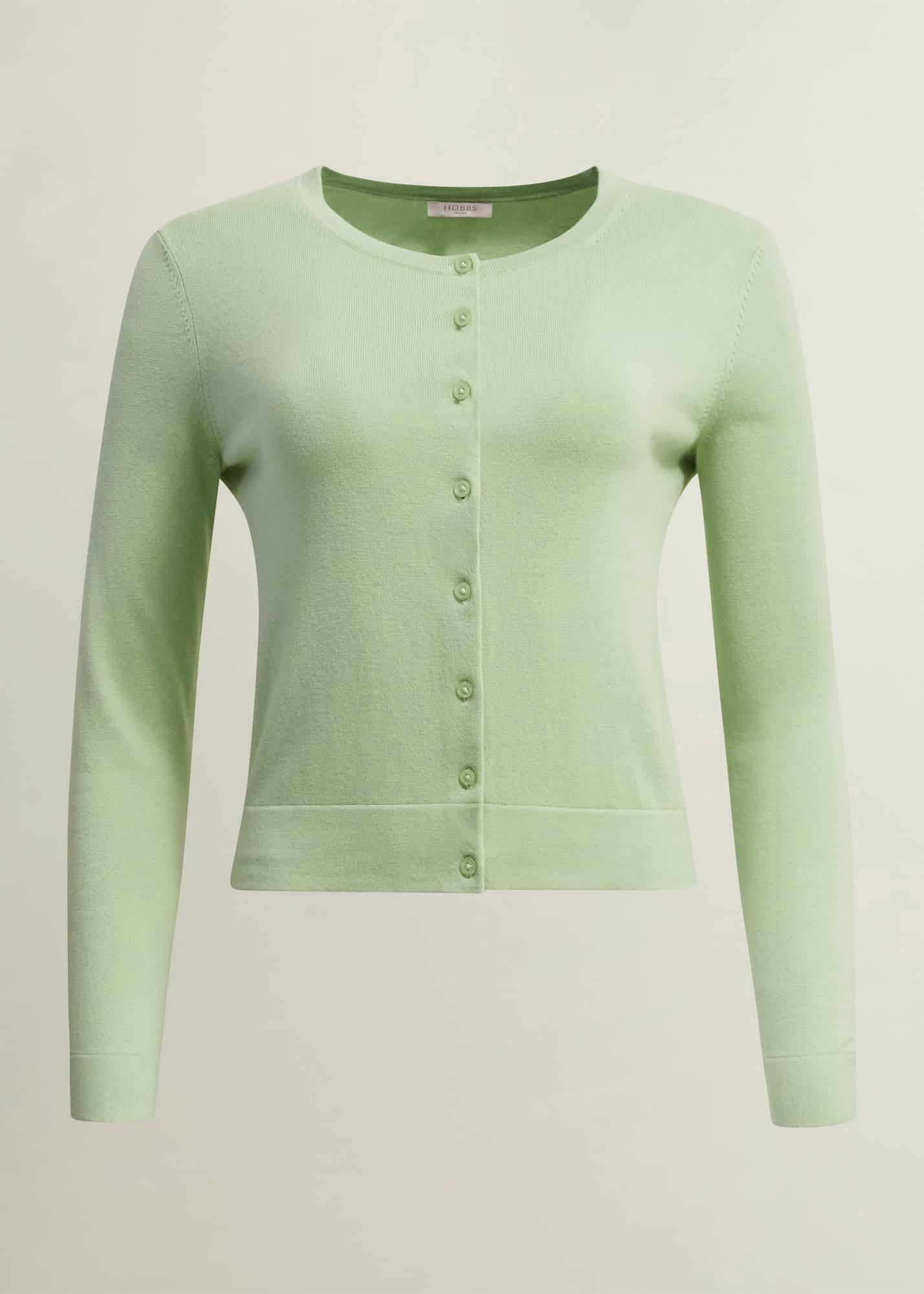 Michelle Cotton Cardigan, Soft Sage Green, hi-res