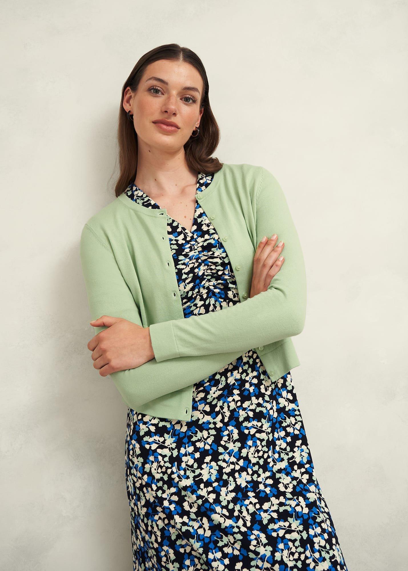 Michelle Cotton Cardigan, Soft Sage Green, hi-res