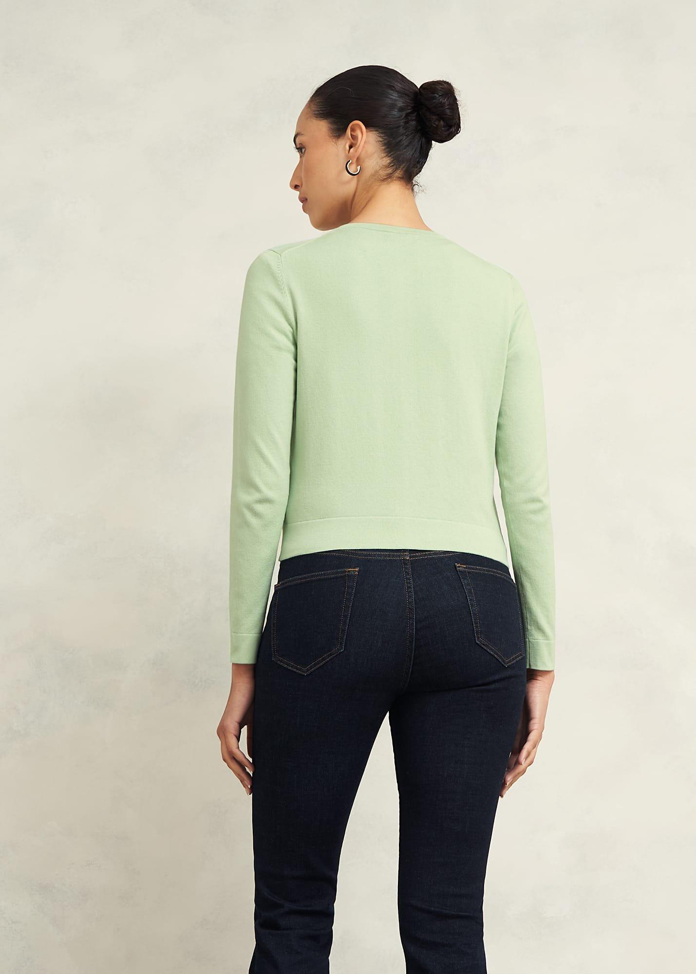 Michelle Cotton Cardigan, Soft Sage Green, hi-res