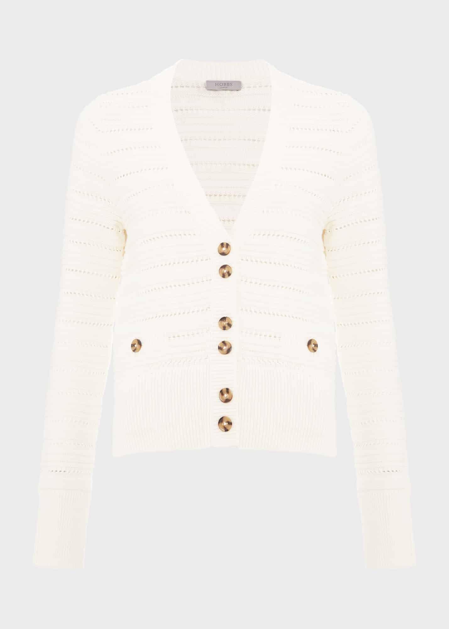 Naomi Cotton Cardigan, Ivory, hi-res