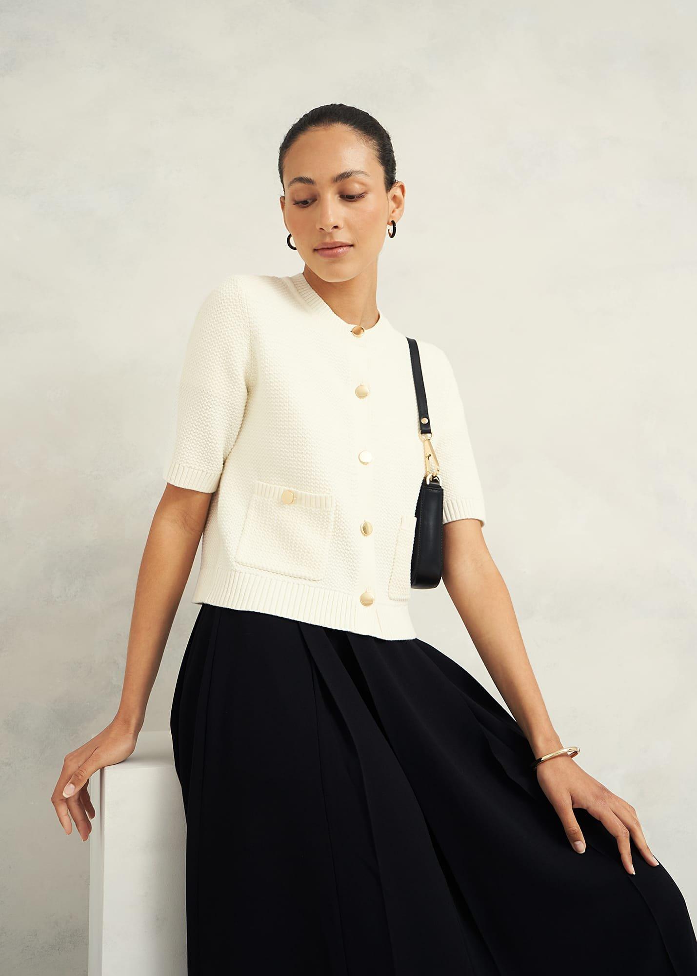Emily Cotton Cardigan, Warm Ivory, hi-res