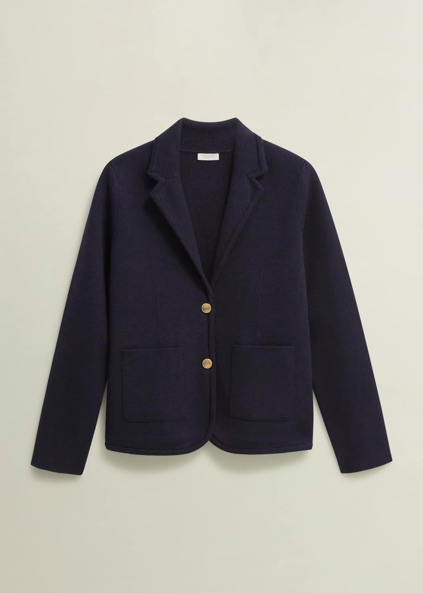 Holly Knitted Blazer With Wool, Hobbs Navy, hi-res