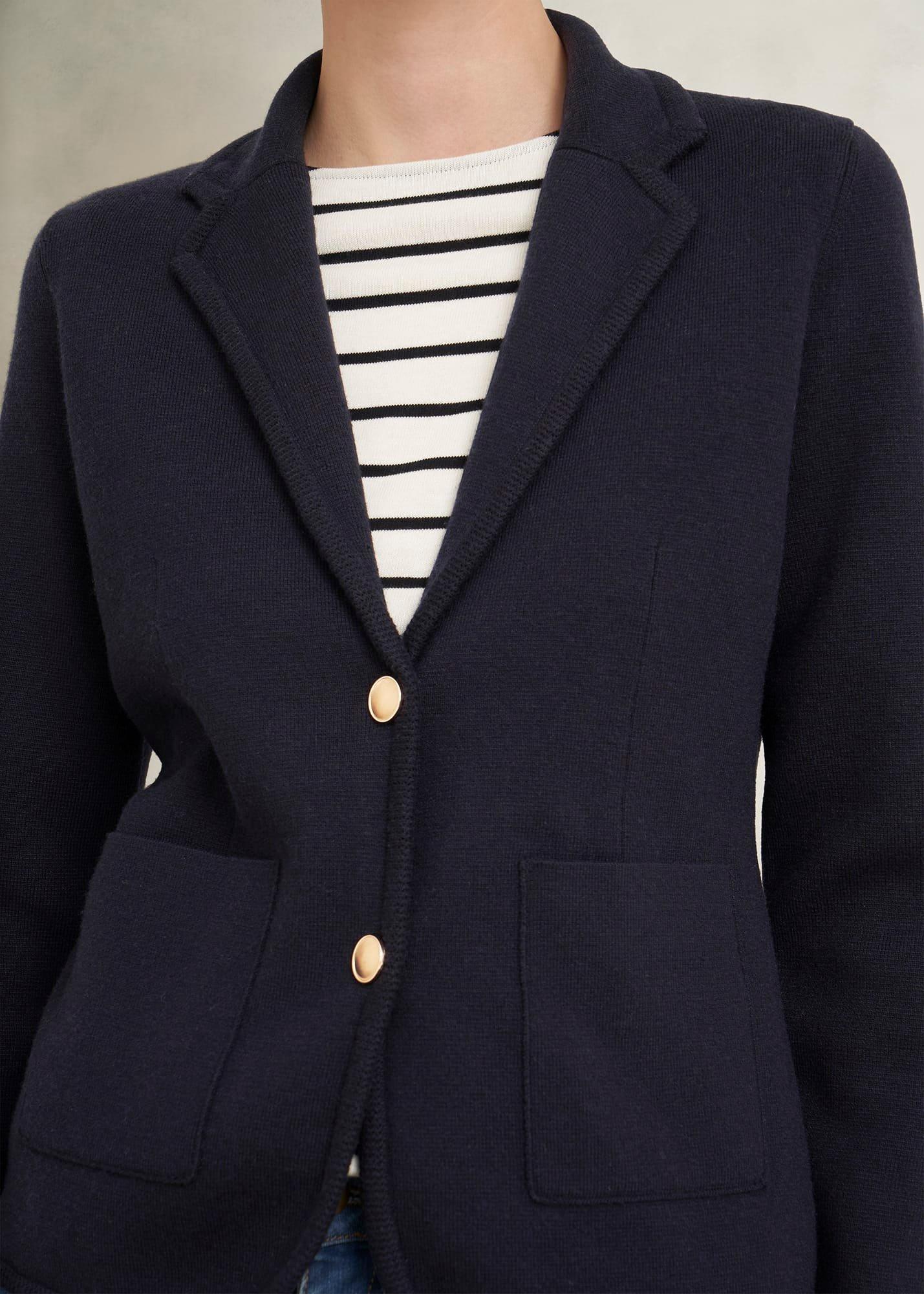 Holly Knitted Blazer With Wool, Hobbs Navy, hi-res