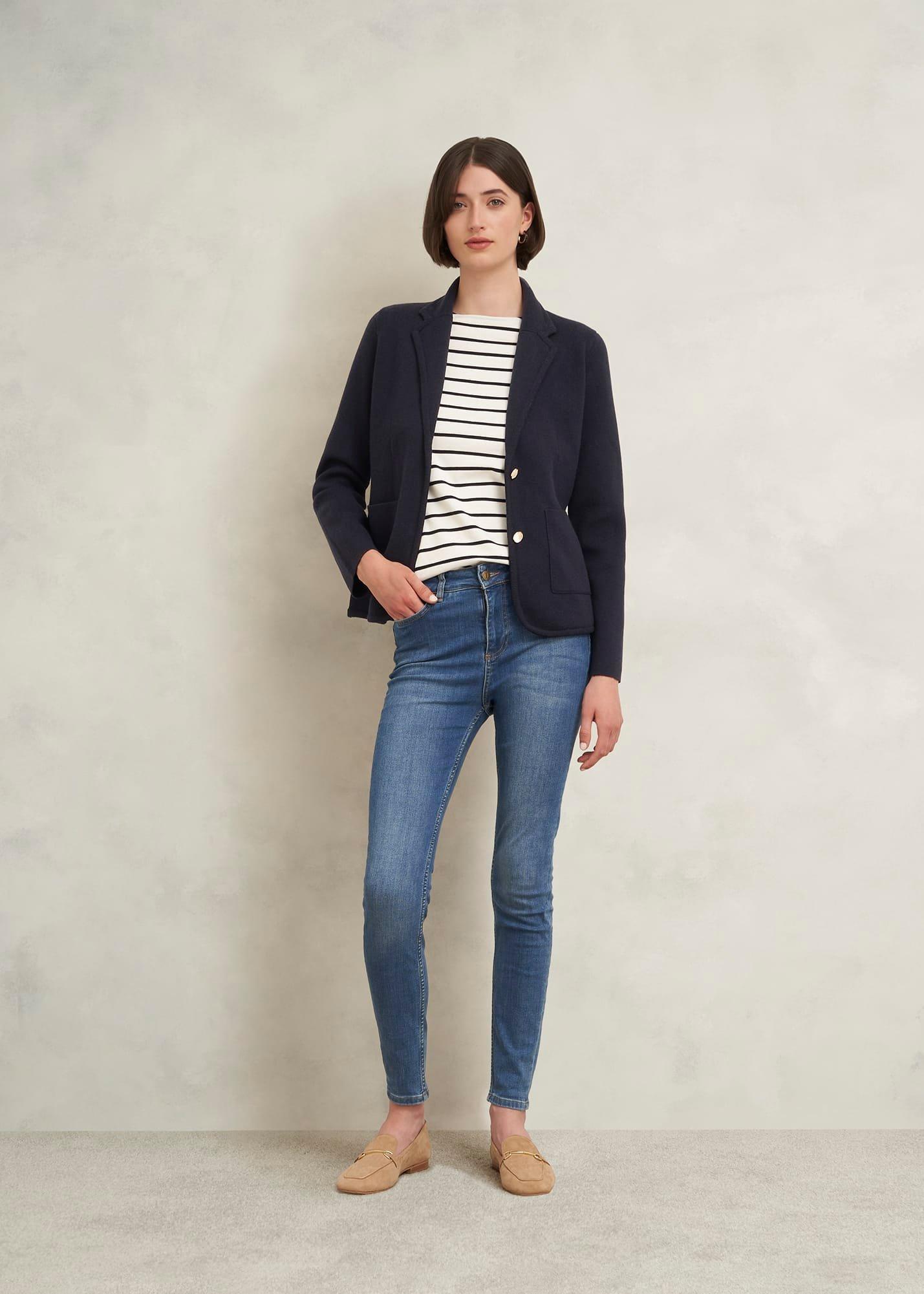 Holly Knitted Blazer With Wool, Hobbs Navy, hi-res