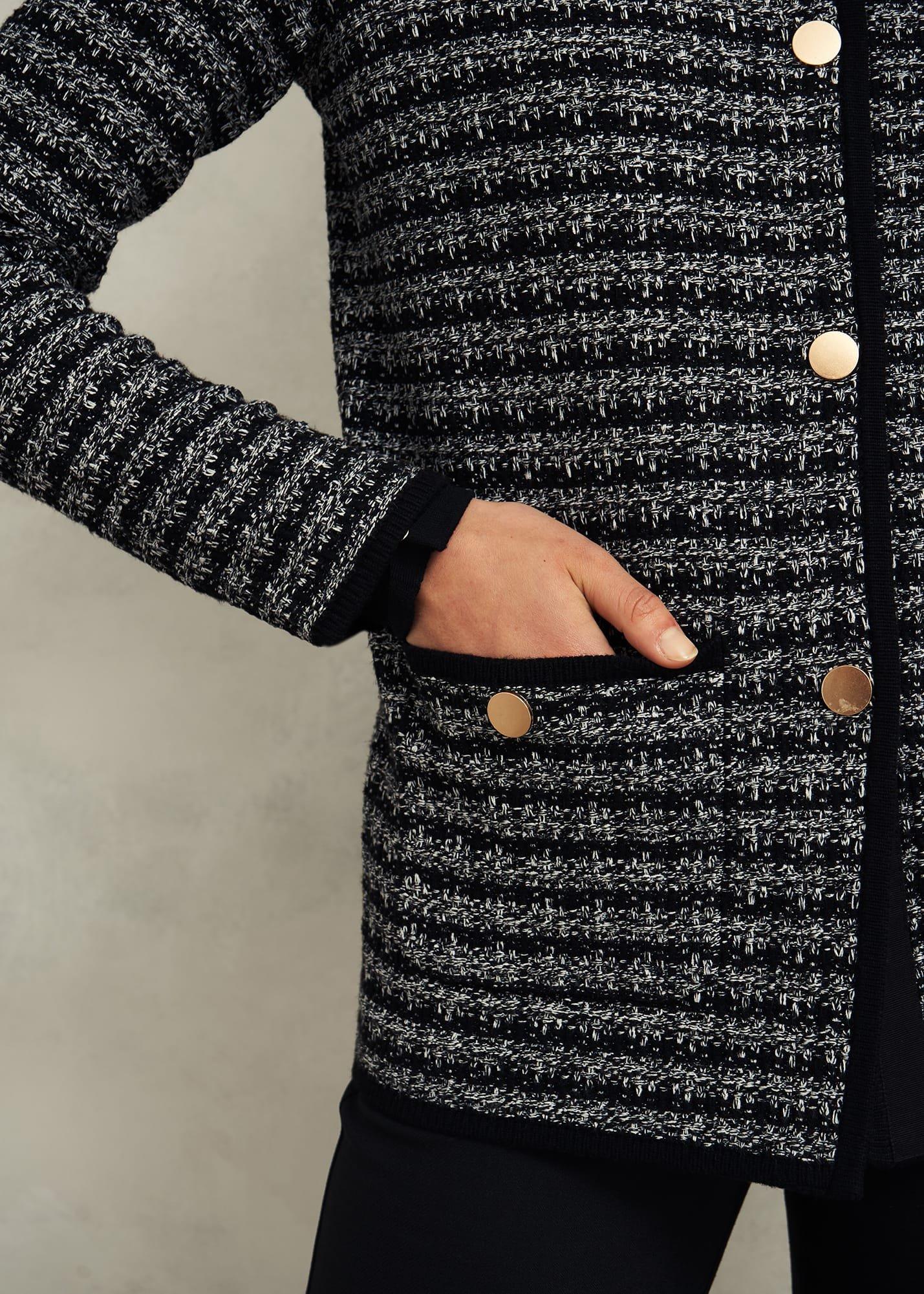 Dita Knitted Coatigan, Black Ivory, hi-res