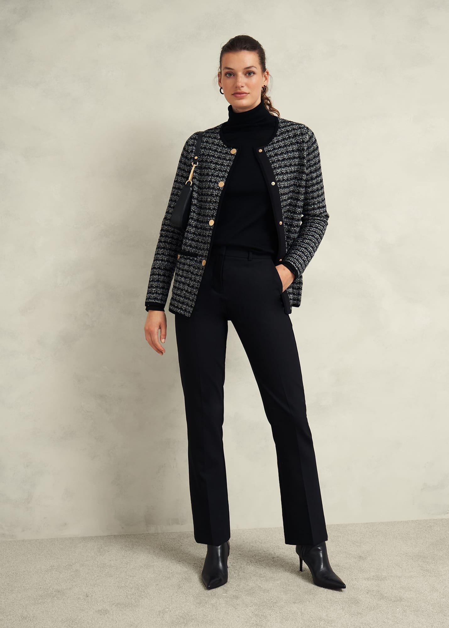 Dita Knitted Coatigan, Black Ivory, hi-res