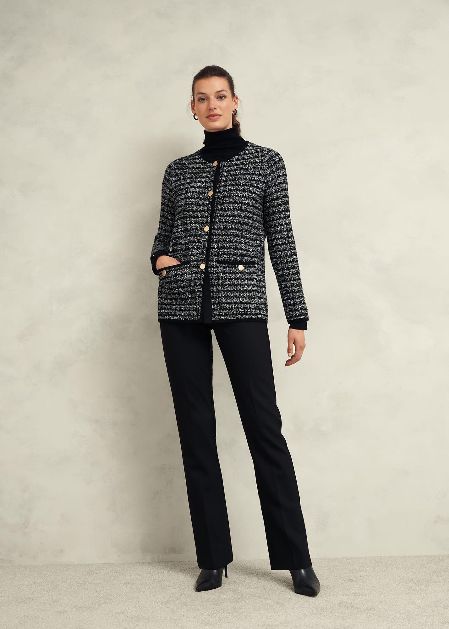 Dita Knitted Coatigan, Black Ivory, hi-res