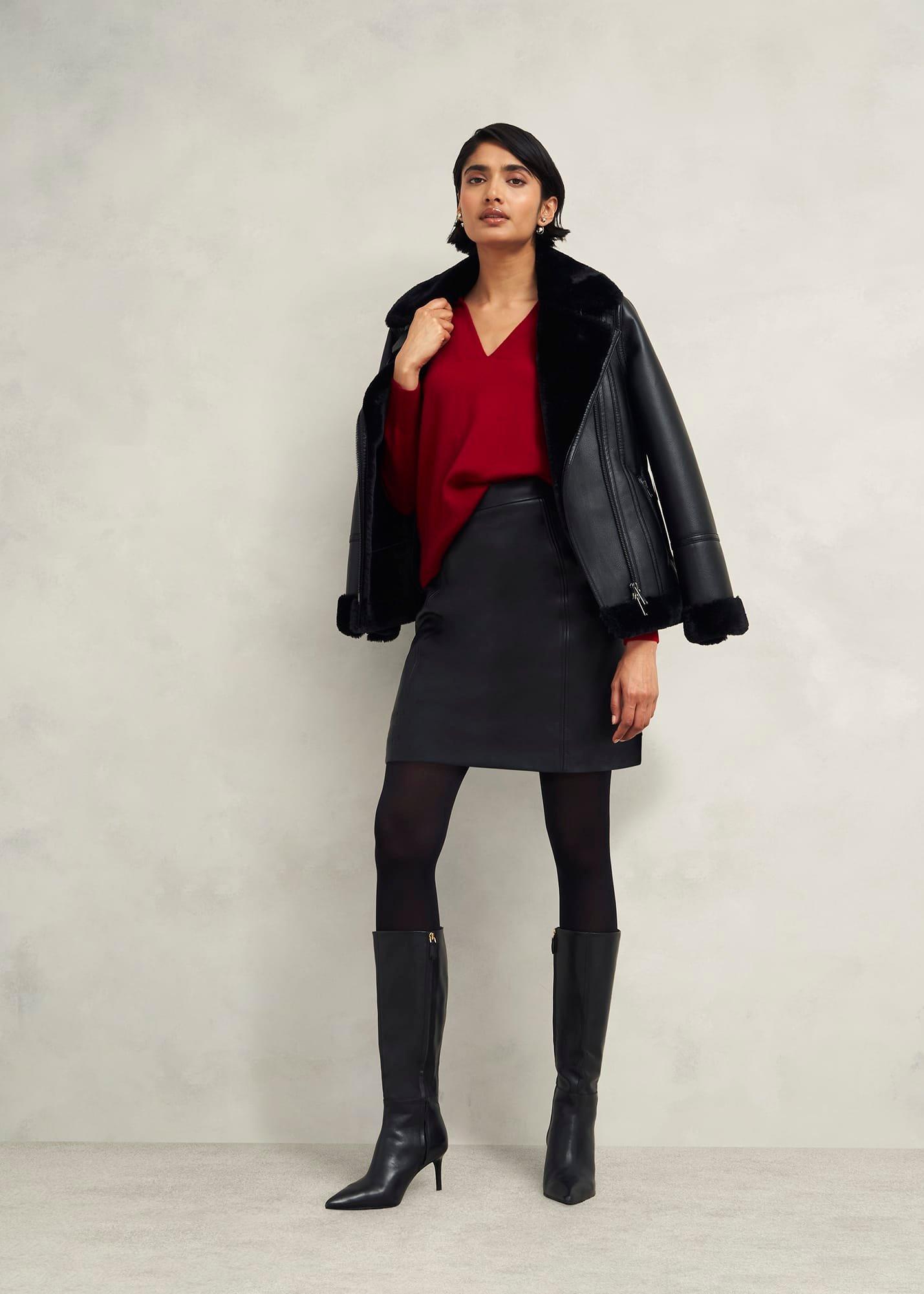 Lettie V Neck Jumper With Cashmere, Pomegranate Red, hi-res