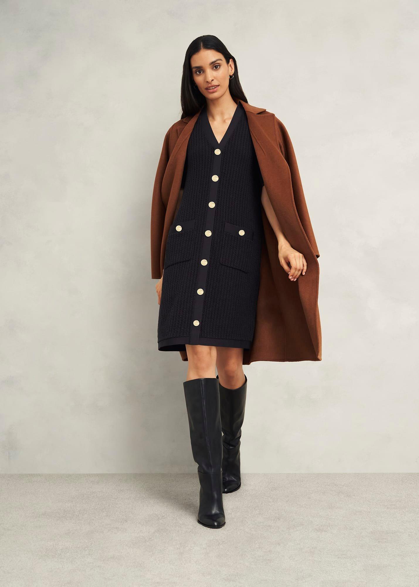 Tatton Cotton Blend Knitted Dress, Black, hi-res