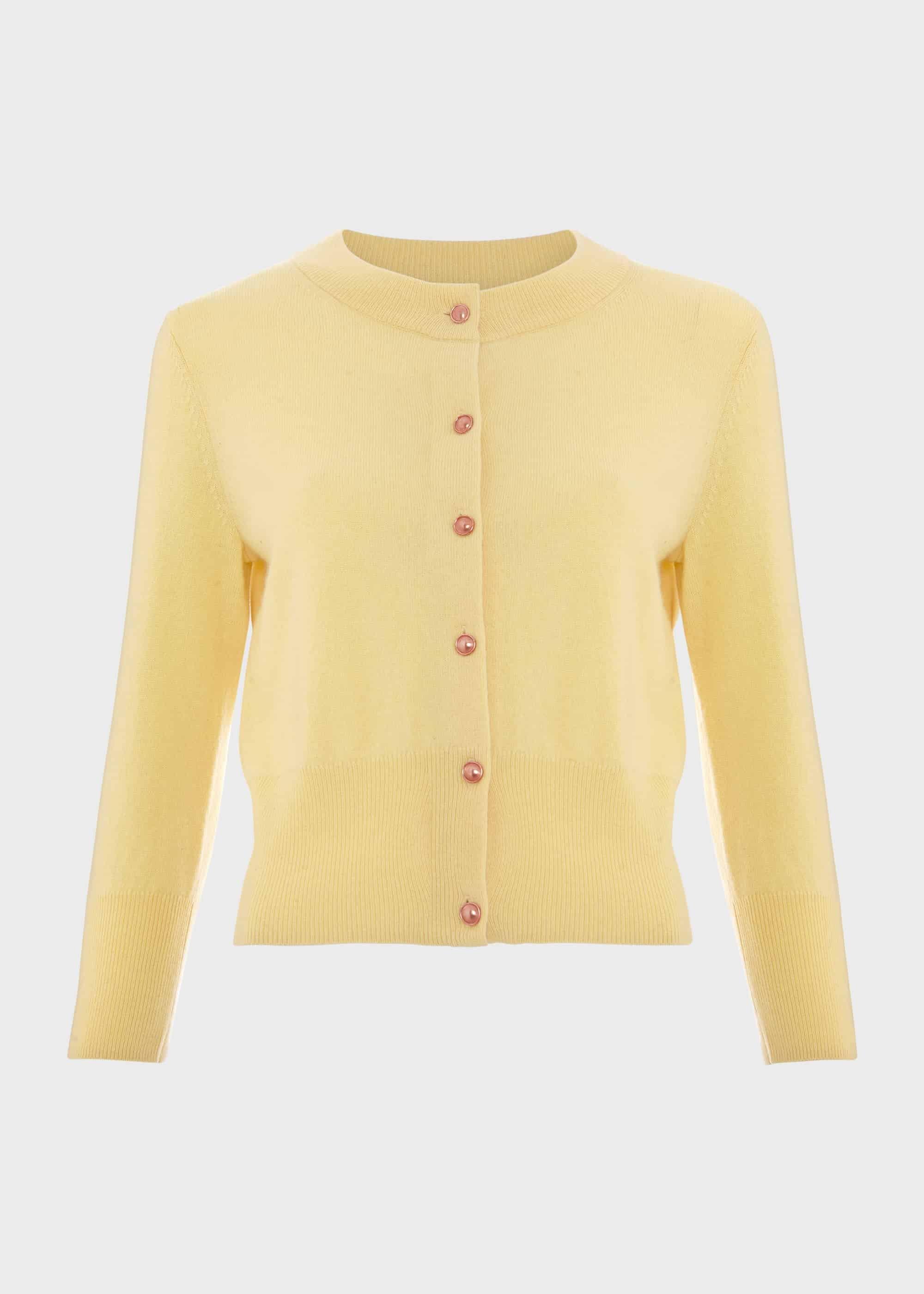Tresco Wool Cashmere Cardigan, Lemon, hi-res